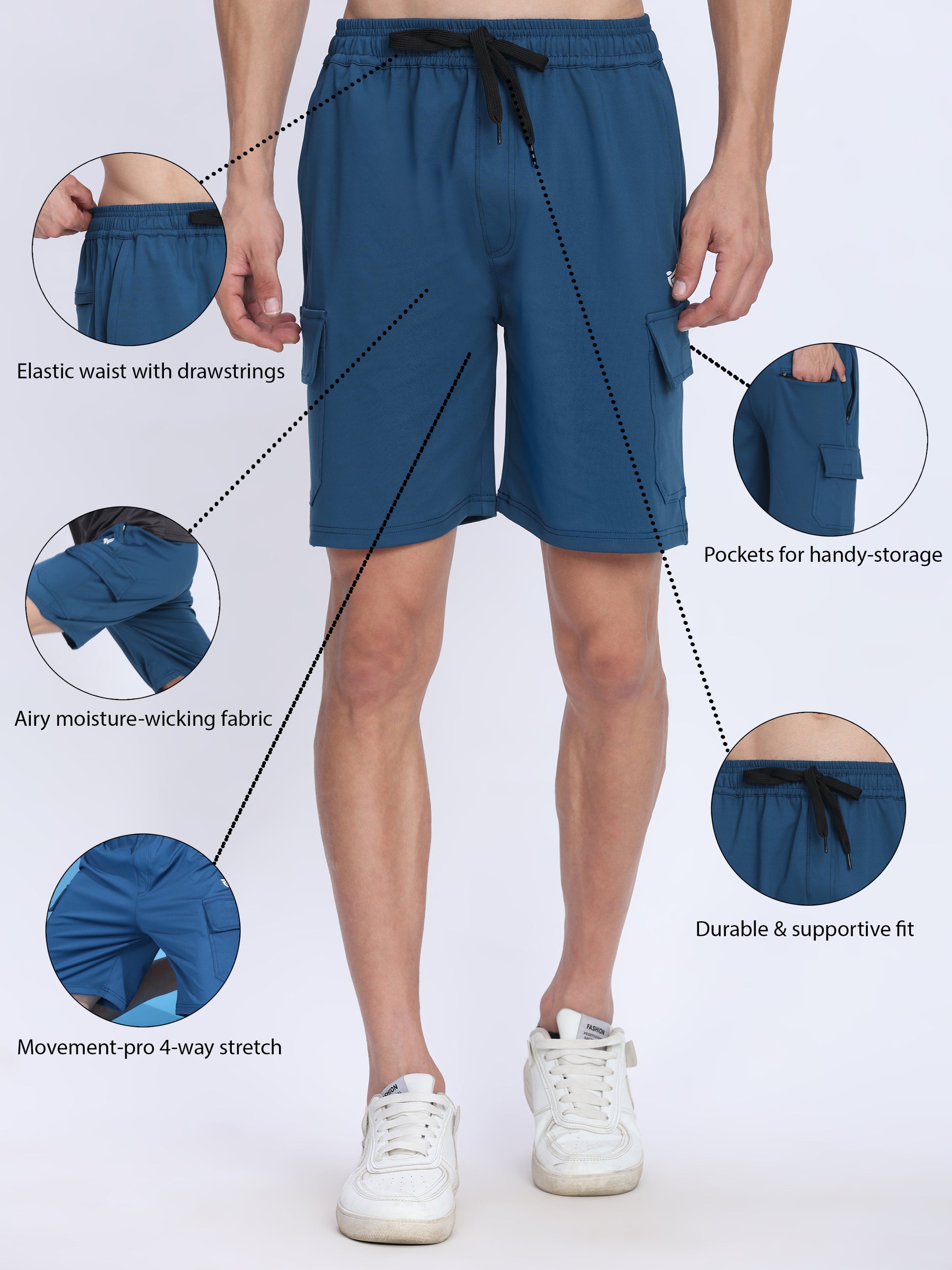 Mens Cargo Athletic Shorts – 4 Way Stretch Moisture Wicking | Wholesale by Dpassion - DPASSION.COM