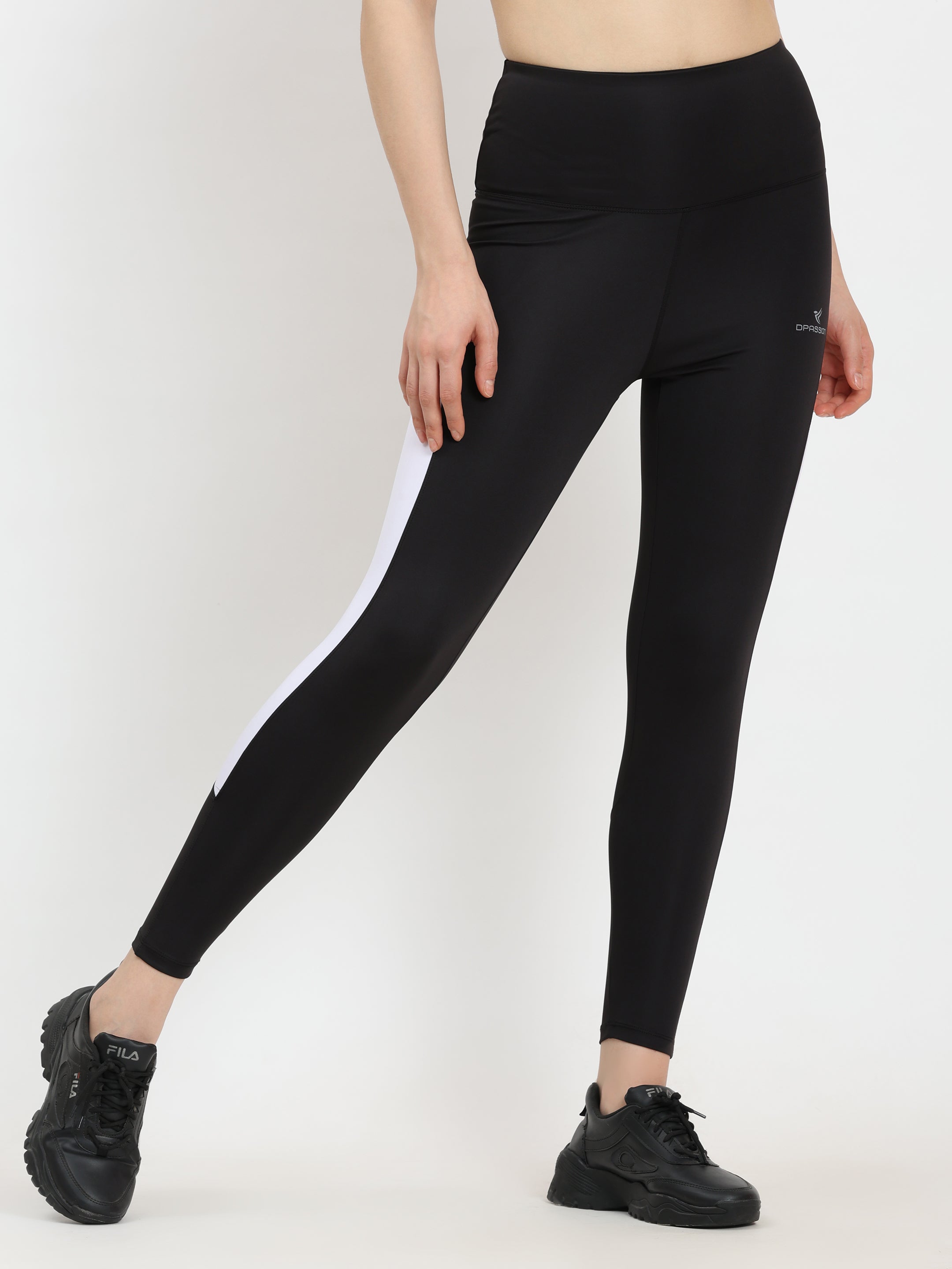 Dpassion Women Black Performance Activewear Co-ord Set | Sports Bra & High Waist Leggings