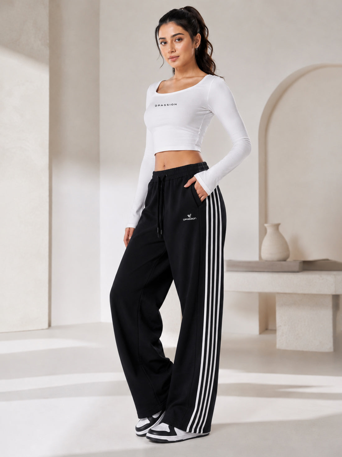 Dpassion Women's Wide Leg Track Pants | Sportswear Manufacturer - DPASSION.COM