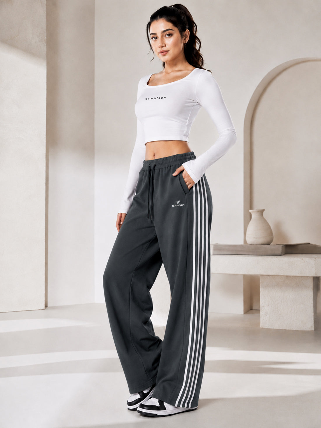 Dpassion Women's Wide Leg Track Pants | Sportswear Manufacturer - DPASSION.COM