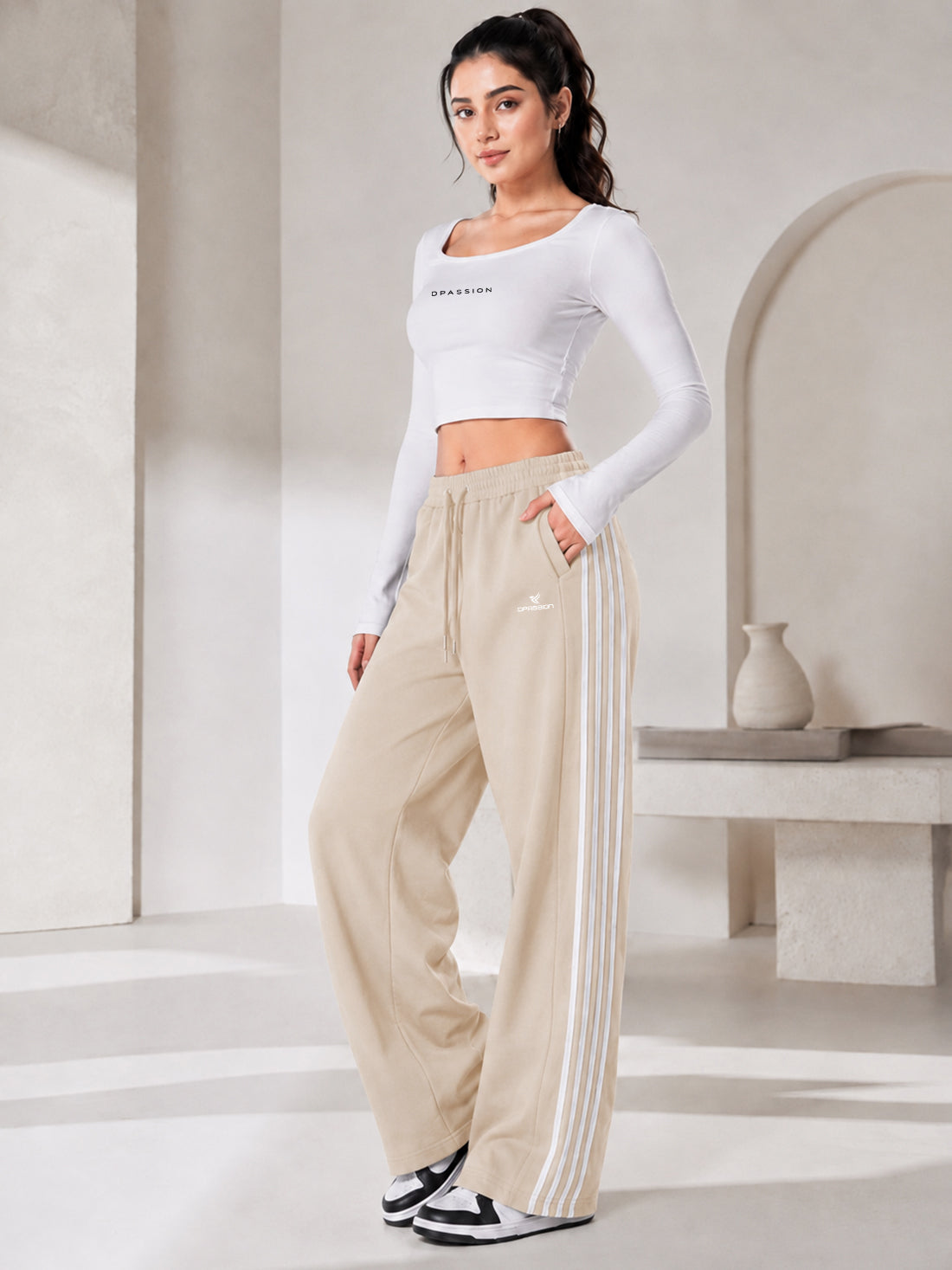 Dpassion Women's Wide Leg Track Pants | Sportswear Manufacturer - DPASSION.COM