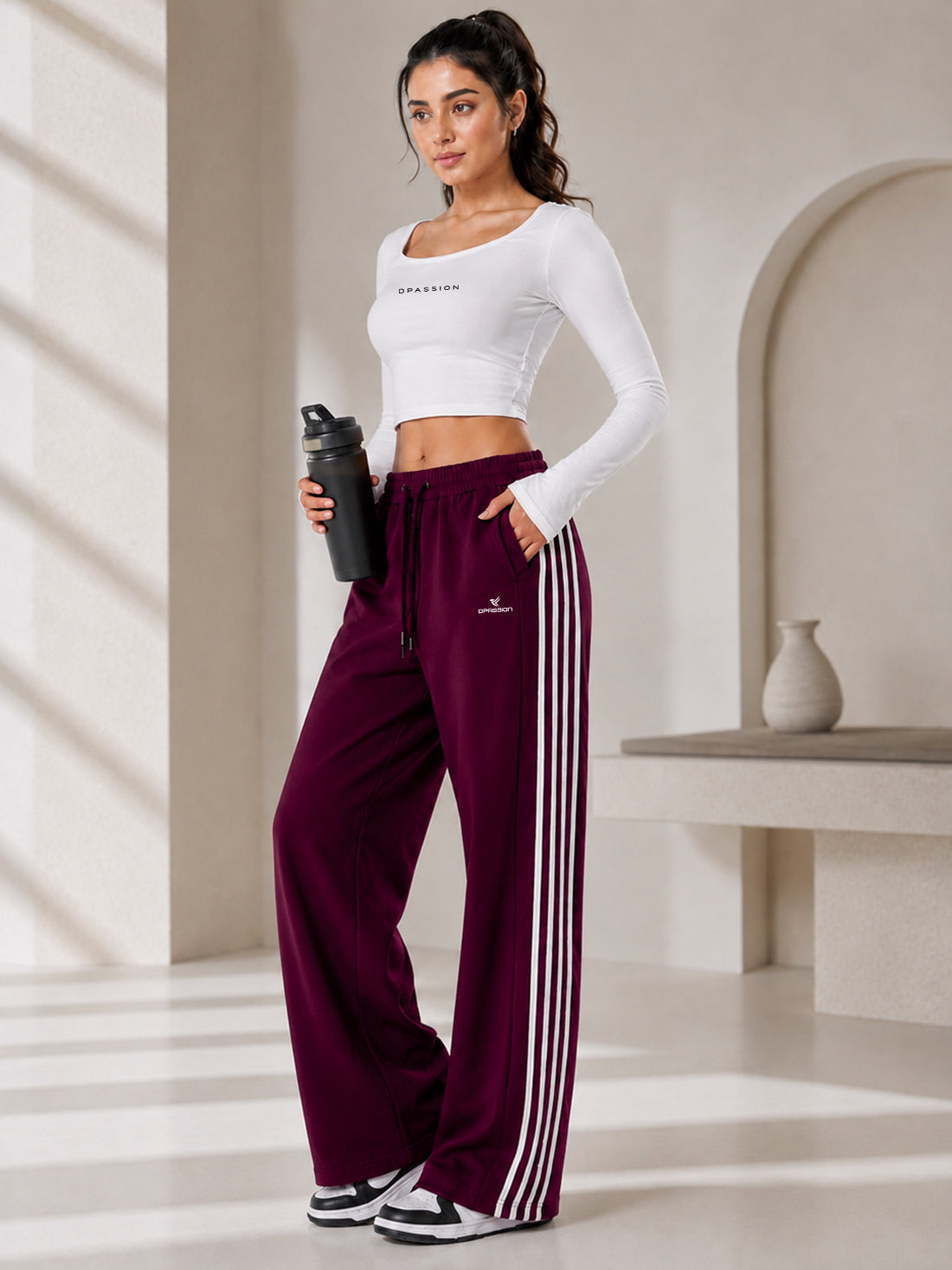 Dpassion Women's Wide Leg Track Pants | Sportswear Manufacturer - DPASSION.COM