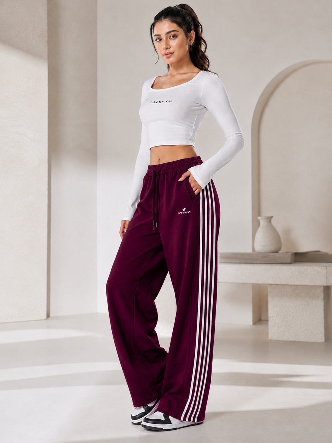 Dpassion Women's Wide Leg Track Pants | Sportswear Manufacturer - DPASSION.COM