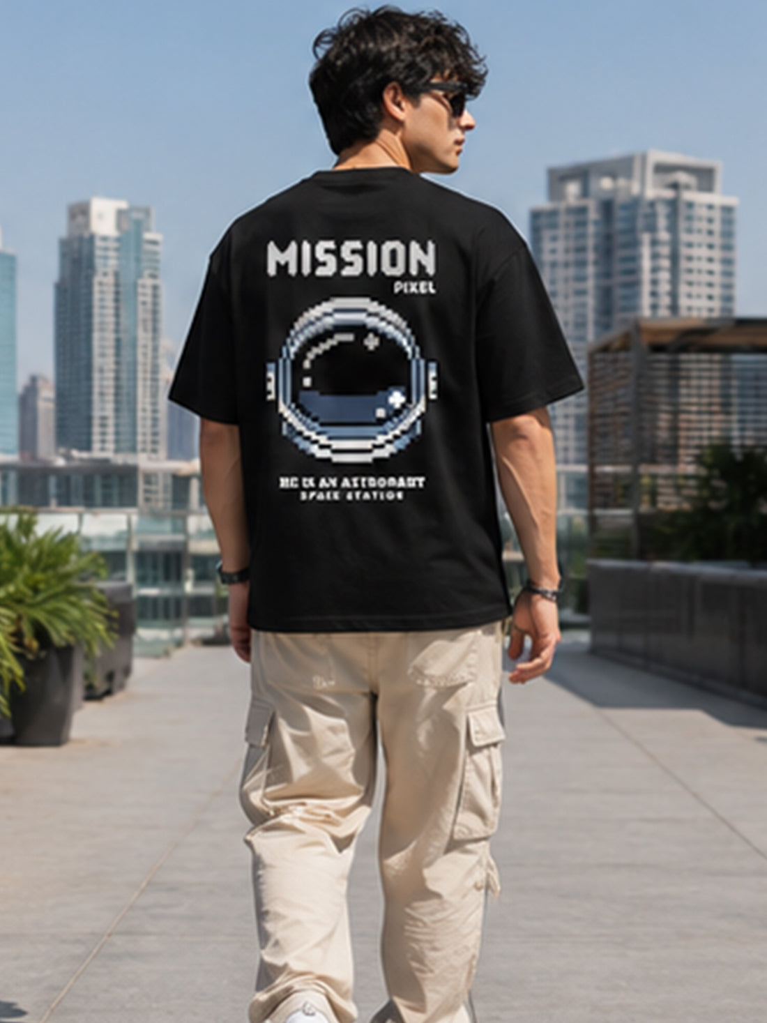 DPASSION California Palm Oversized Graphic T-Shirt for Men | 200 GSM Pure Cotton | Summer Streetwear Back Print Tee