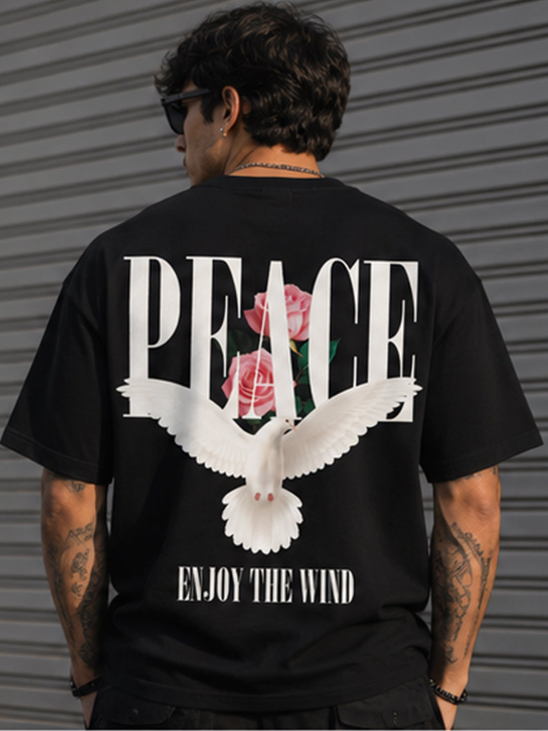 DPASSION California Palm Oversized Graphic T-Shirt for Men | 200 GSM Pure Cotton | Summer Streetwear Back Print Tee