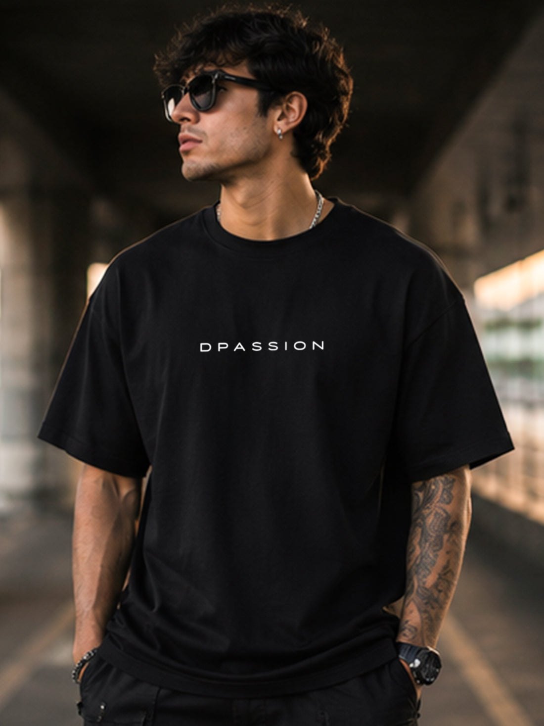 DPASSION California Palm Oversized Graphic T-Shirt for Men | 200 GSM Pure Cotton | Summer Streetwear Back Print Tee