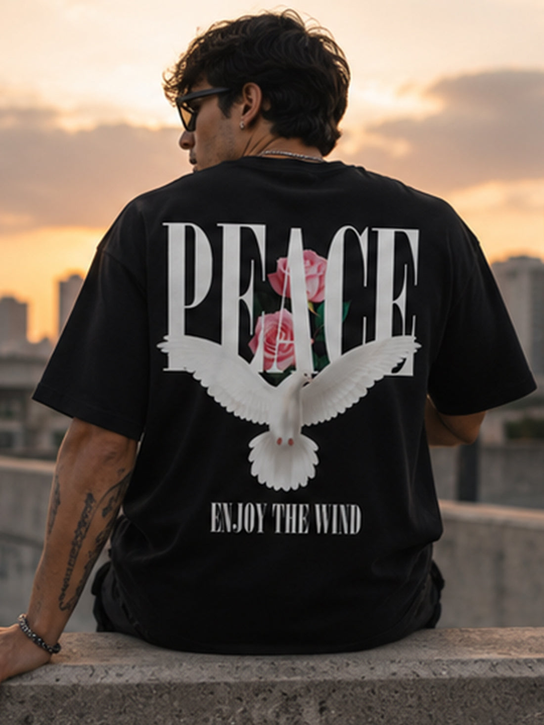 DPASSION California Palm Oversized Graphic T-Shirt for Men | 200 GSM Pure Cotton | Summer Streetwear Back Print Tee