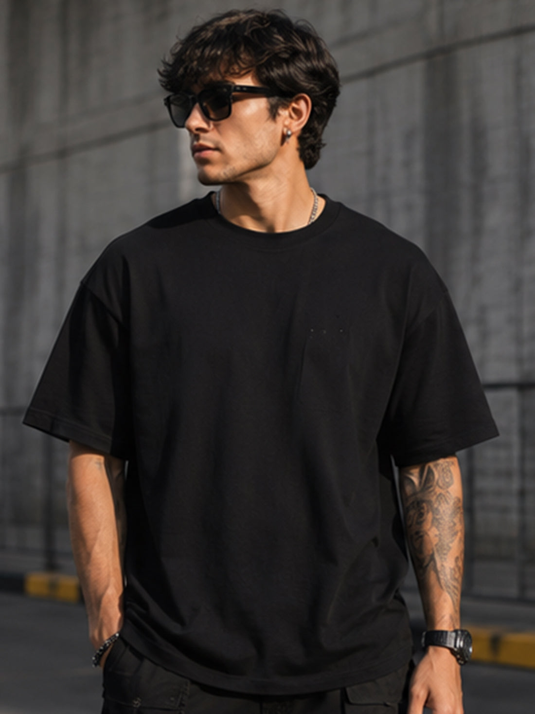 DPASSION California Palm Oversized Graphic T-Shirt for Men | 200 GSM Pure Cotton | Summer Streetwear Back Print Tee