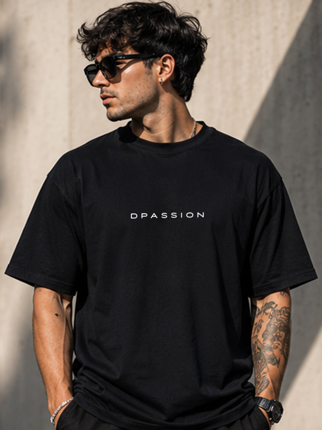 DPASSION California Palm Oversized Graphic T-Shirt for Men | 200 GSM Pure Cotton | Summer Streetwear Back Print Tee
