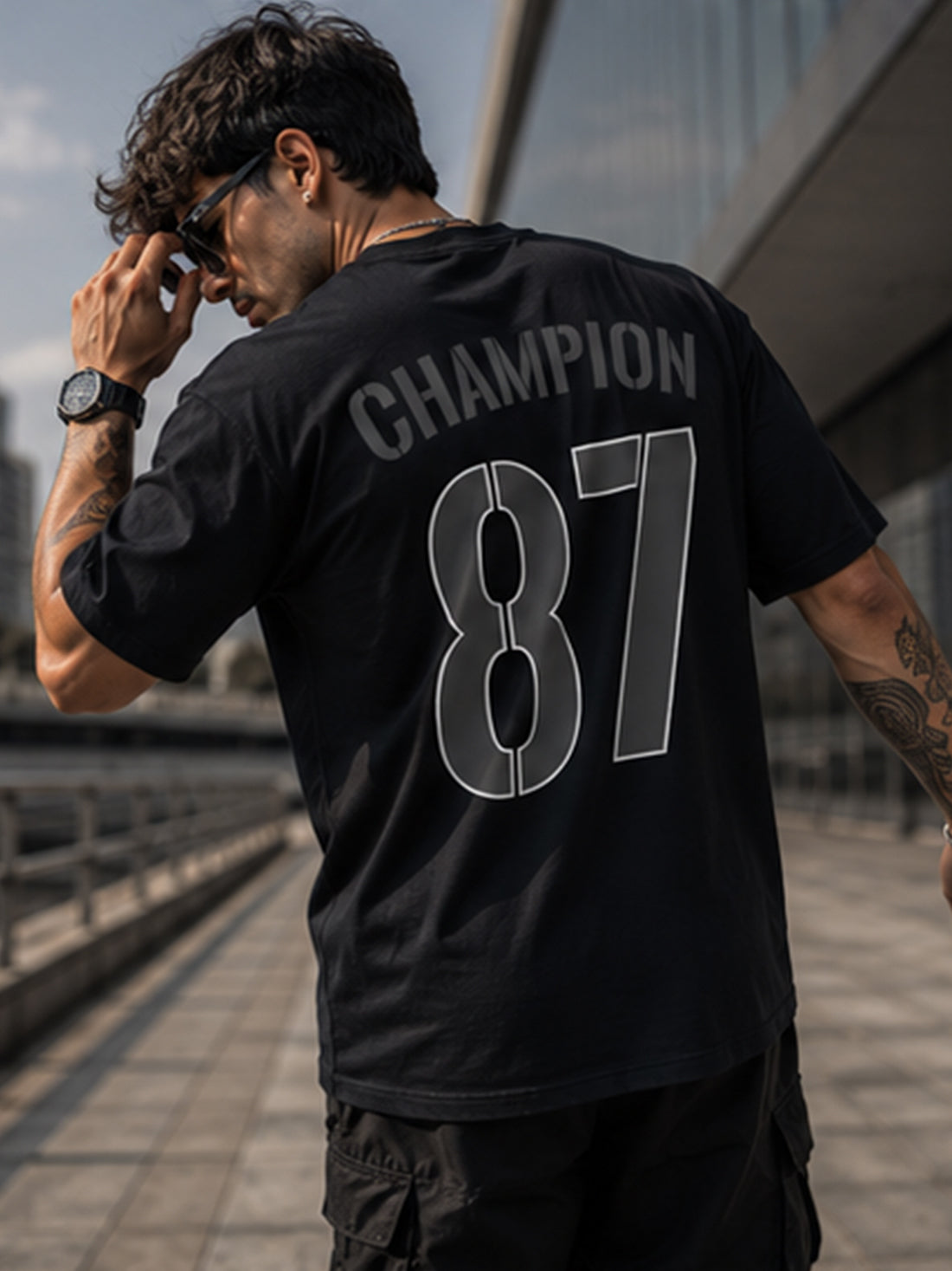 DPASSION California Palm Oversized Graphic T-Shirt for Men | 200 GSM Pure Cotton | Summer Streetwear Back Print Tee