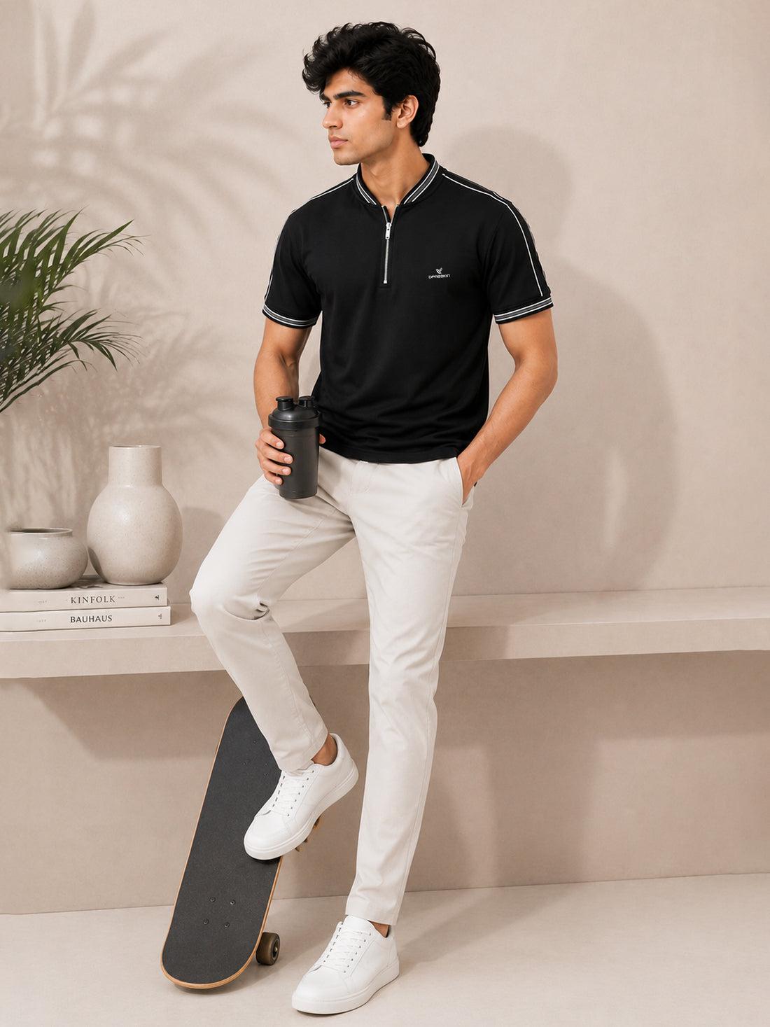Men’s Premium Half-Zip Polo T-Shirt | Contrast Tape & Rib Collar | Wholesale Manufacturer & Supplier