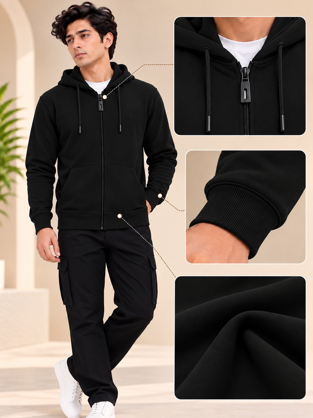 Dpassion Men’s Premium 340 GSM Hooded Sports Jacket – Wholesale Manufacturer & Exporter
