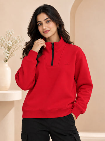 Women’s 320 GSM Cotton Fleece Half-Zip Sweatshirt – Manufacturer, Wholesaler & Exporter