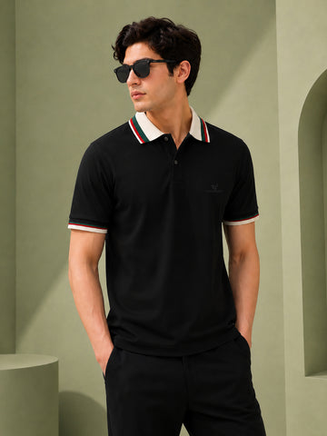 Men’s Premium Half-Zip Polo T-Shirt | Contrast Tape & Rib Collar | Wholesale Manufacturer & Supplier