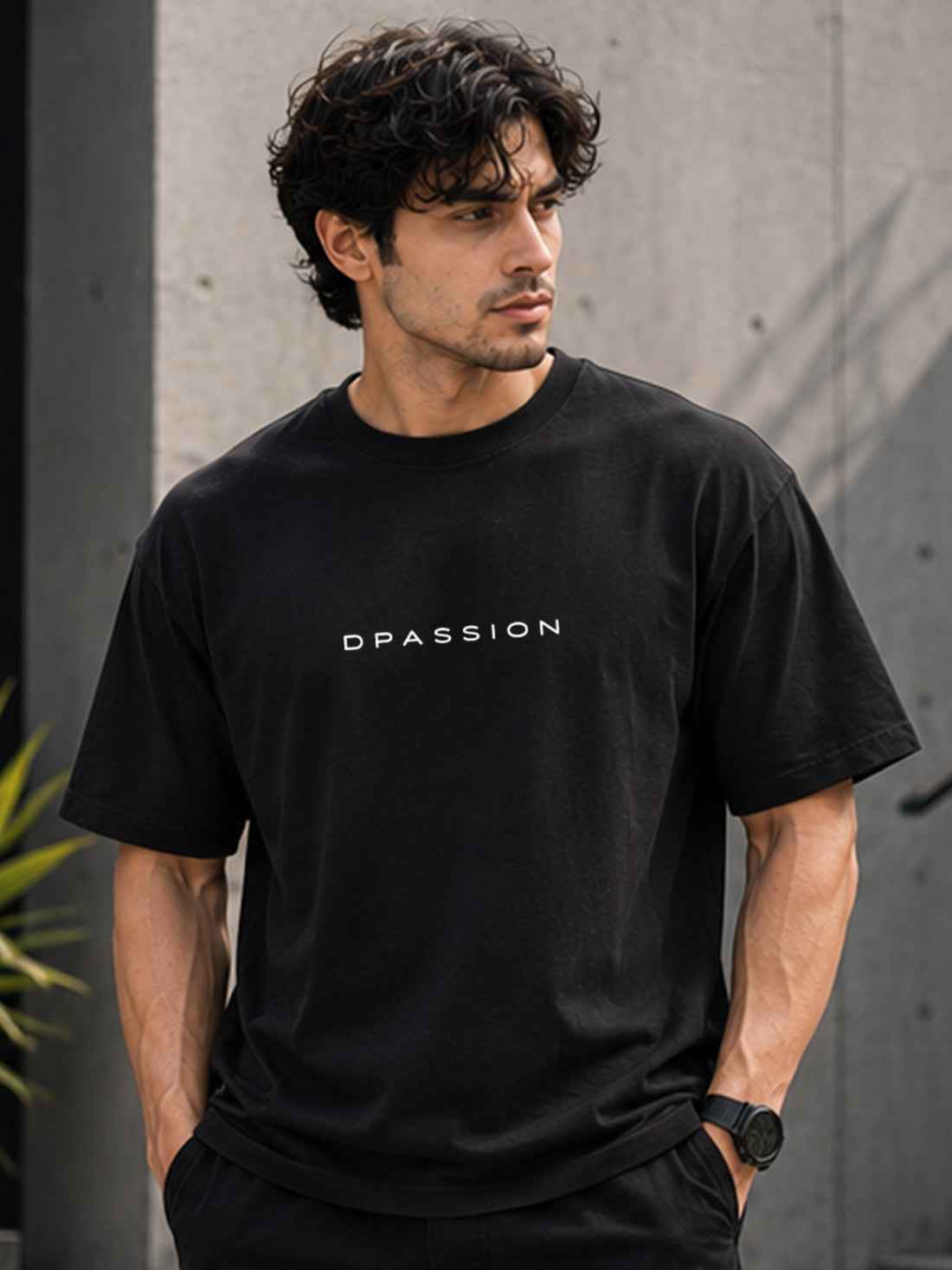 DPASSION Men's Oversized Pure Cotton Graphic Printed T-Shirt | Make Today Awesome Back Print | Premium Heavyweight Black Tee (Copy)