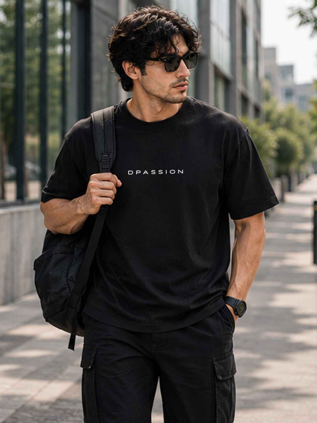 DPASSION Men's Oversized Pure Cotton Graphic Printed T-Shirt | Make Today Awesome Back Print | Premium Heavyweight Black Tee (Copy)
