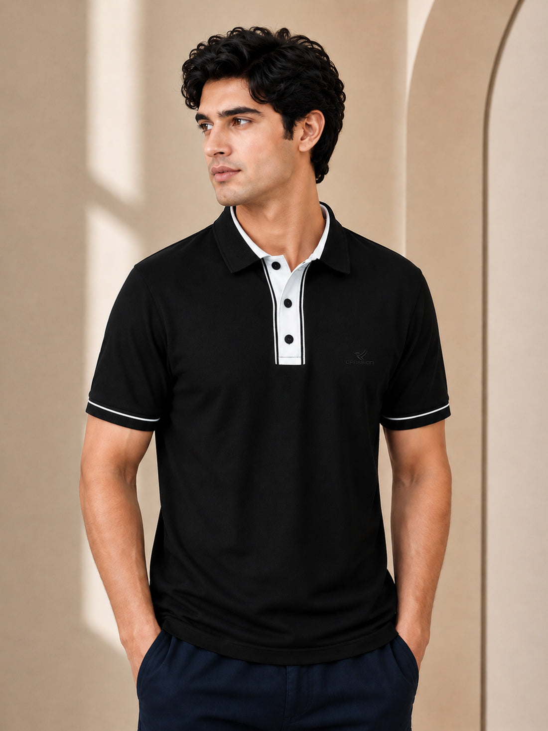 Men’s Premium Half-Zip Polo T-Shirt | Contrast Tape & Rib Collar | Wholesale Manufacturer & Supplier