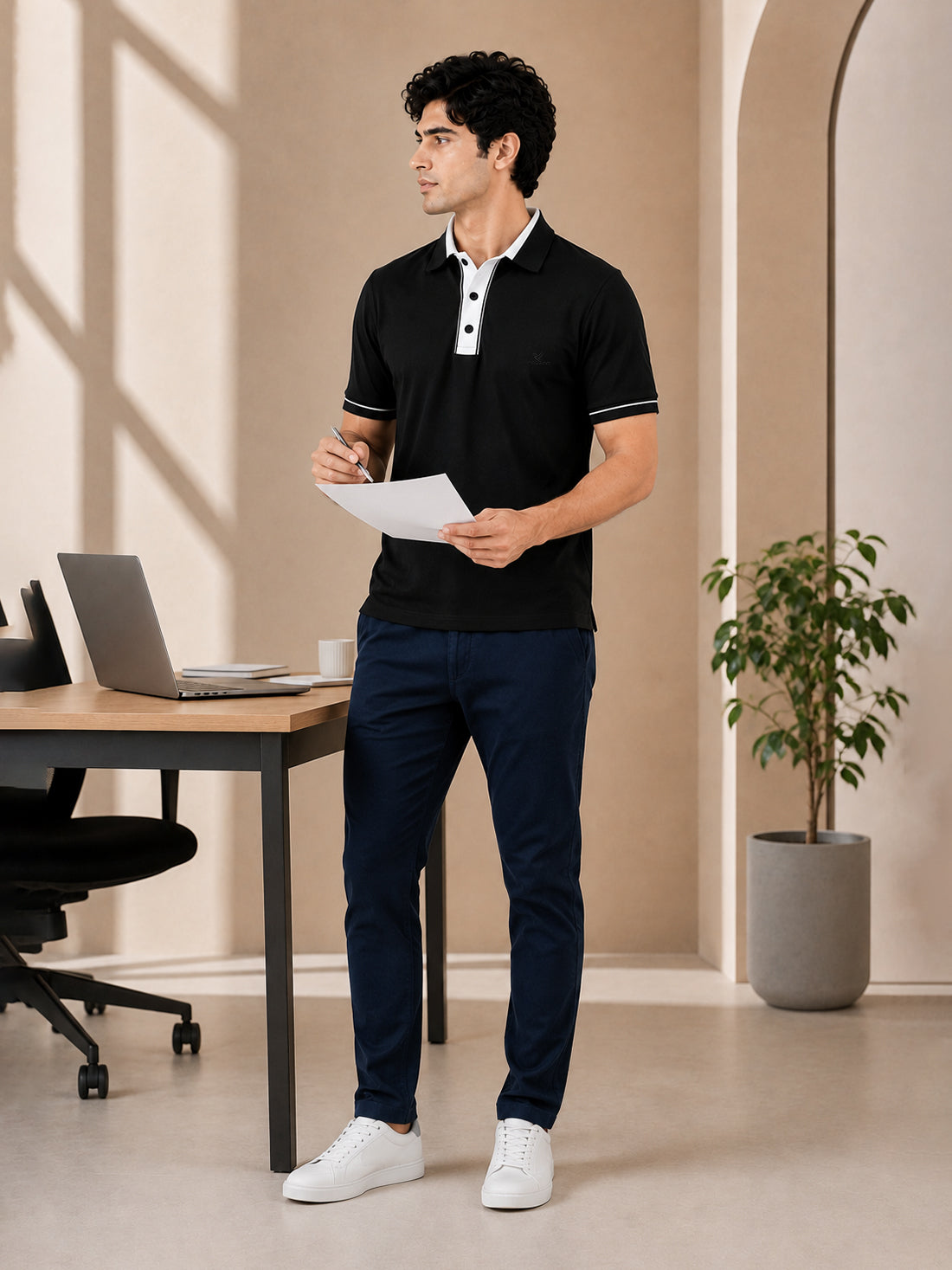 Men’s Premium Half-Zip Polo T-Shirt | Contrast Tape & Rib Collar | Wholesale Manufacturer & Supplier
