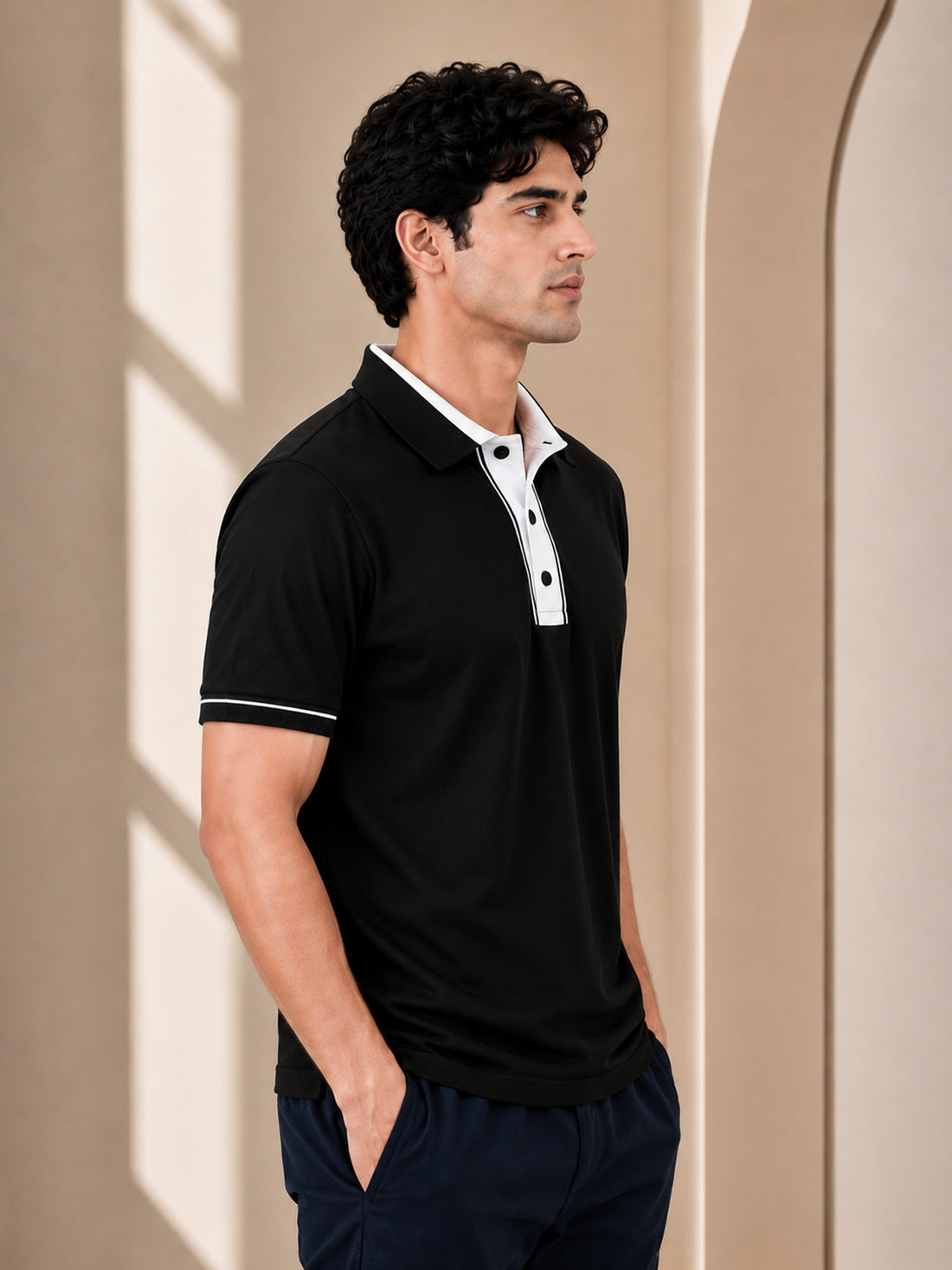 Men’s Premium Half-Zip Polo T-Shirt | Contrast Tape & Rib Collar | Wholesale Manufacturer & Supplier