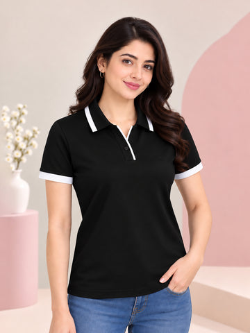 Women’s Premium Polo T-Shirt | Contrast Collar & Cuffs | Wholesale Manufacturer & Supplier