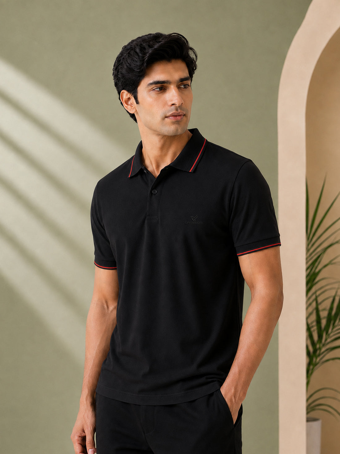 Men’s Premium Half-Zip Polo T-Shirt | Contrast Tape & Rib Collar | Wholesale Manufacturer & Supplier