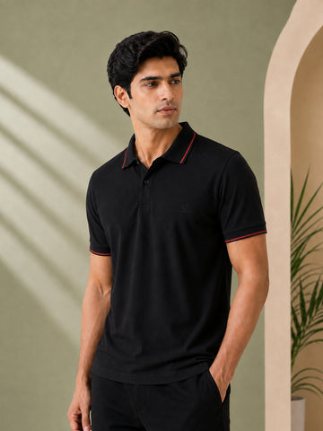 Men’s Premium Half-Zip Polo T-Shirt | Contrast Tape & Rib Collar | Wholesale Manufacturer & Supplier