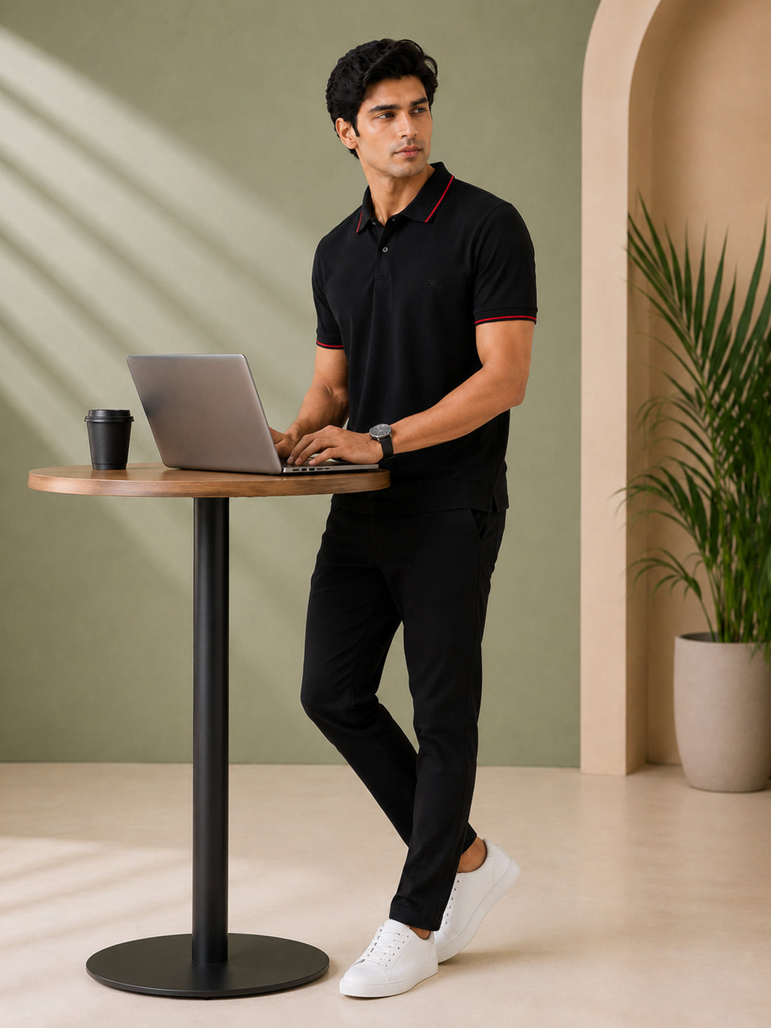 Men’s Premium Half-Zip Polo T-Shirt | Contrast Tape & Rib Collar | Wholesale Manufacturer & Supplier