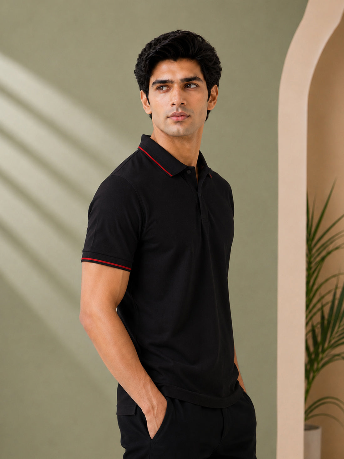 Men’s Premium Half-Zip Polo T-Shirt | Contrast Tape & Rib Collar | Wholesale Manufacturer & Supplier