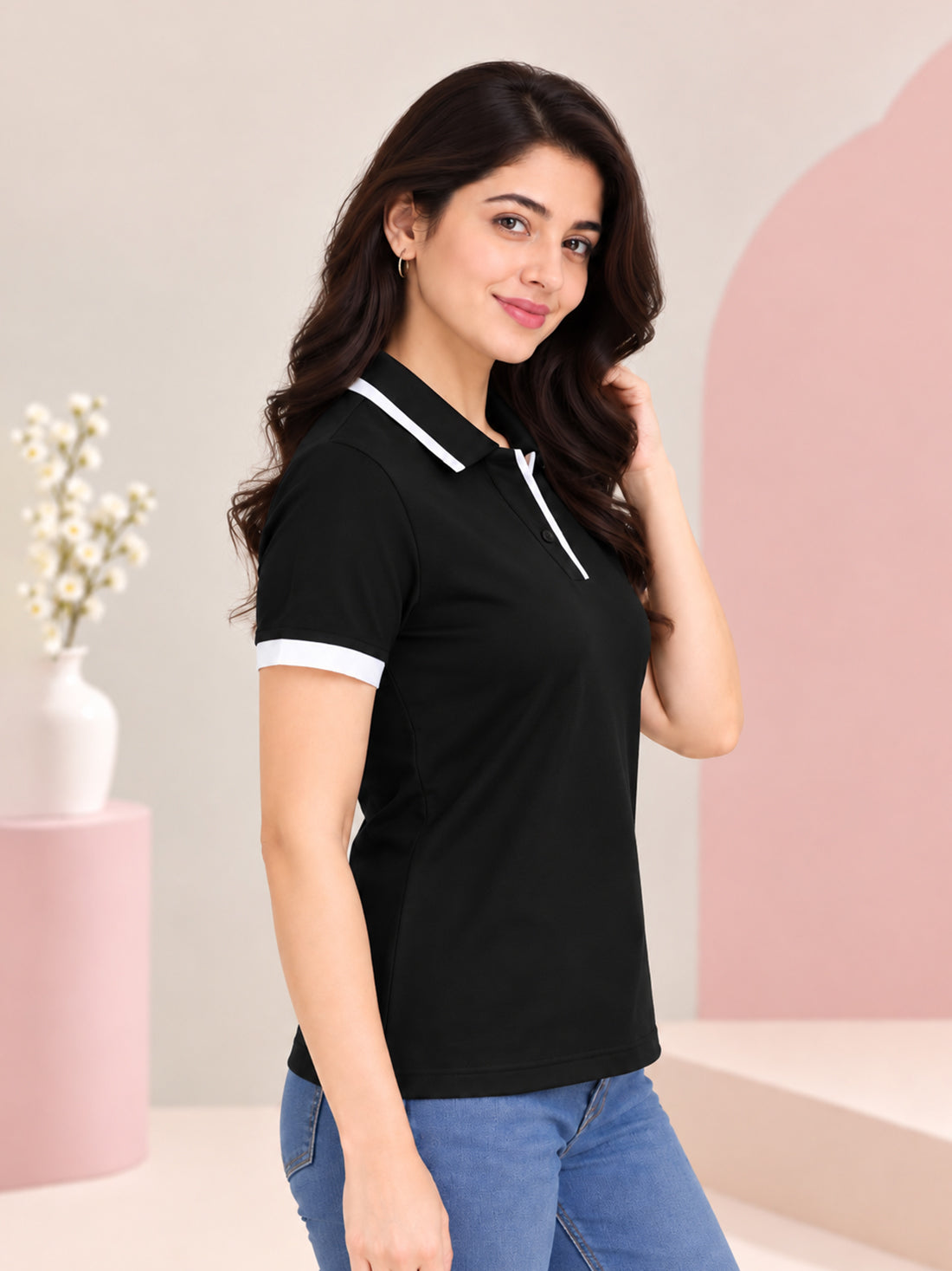 Women’s Premium Polo T-Shirt | Contrast Collar & Cuffs | Wholesale Manufacturer & Supplier