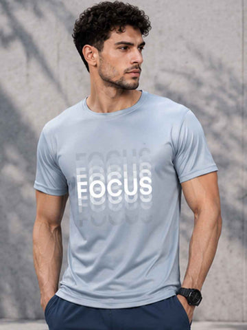 Focus Men's Black Performance T-Shirt | Quick Dry Gym Wear | DPASSION