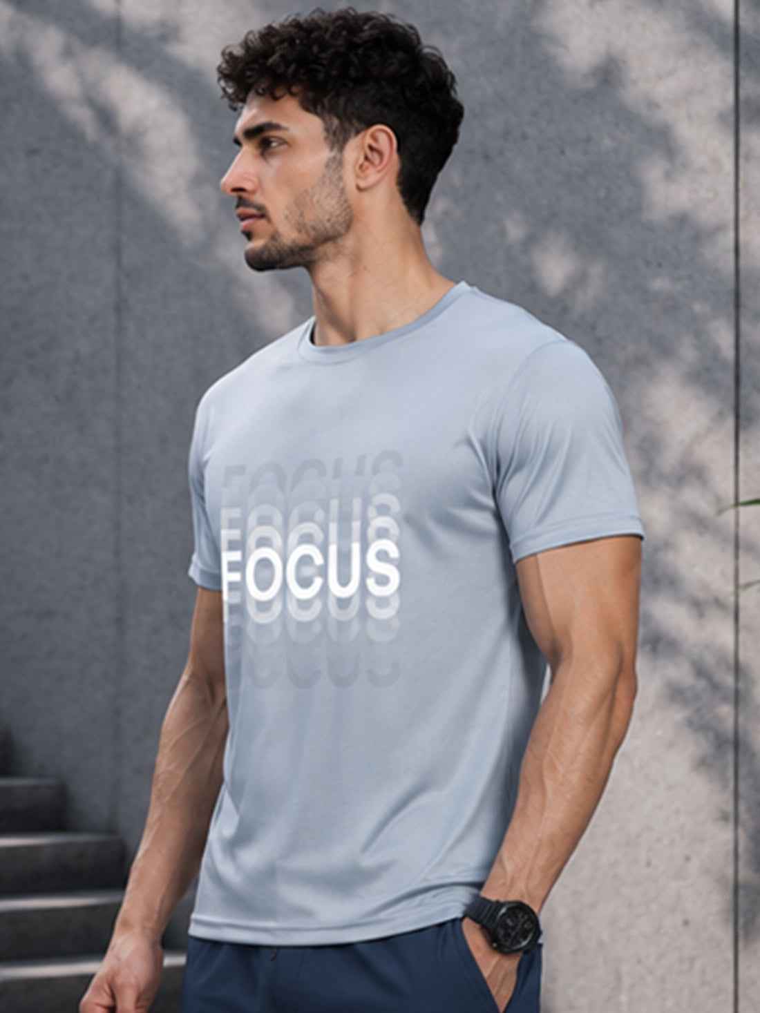 Focus Men's Black Performance T-Shirt | Quick Dry Gym Wear | DPASSION