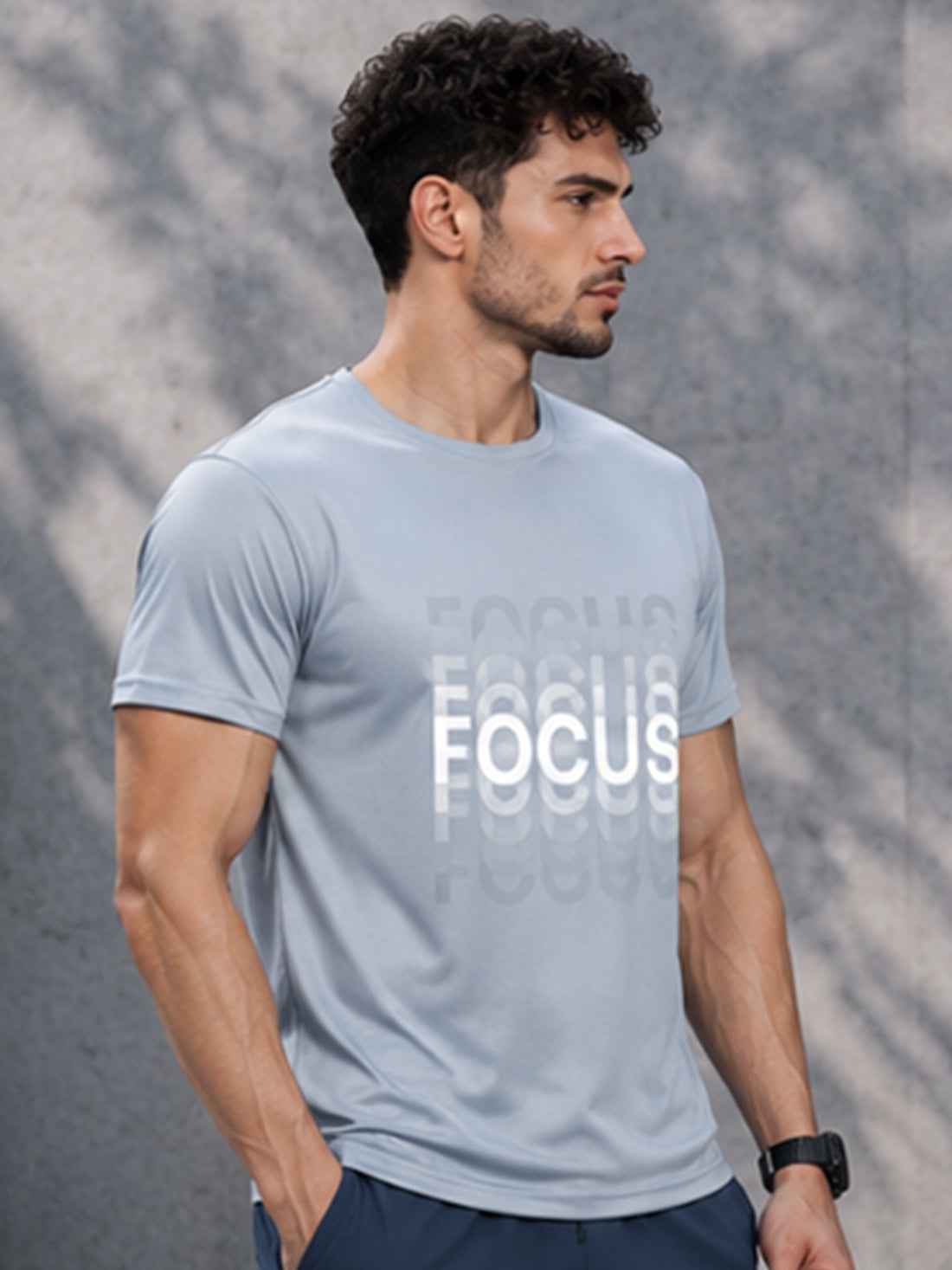 Focus Men's Black Performance T-Shirt | Quick Dry Gym Wear | DPASSION