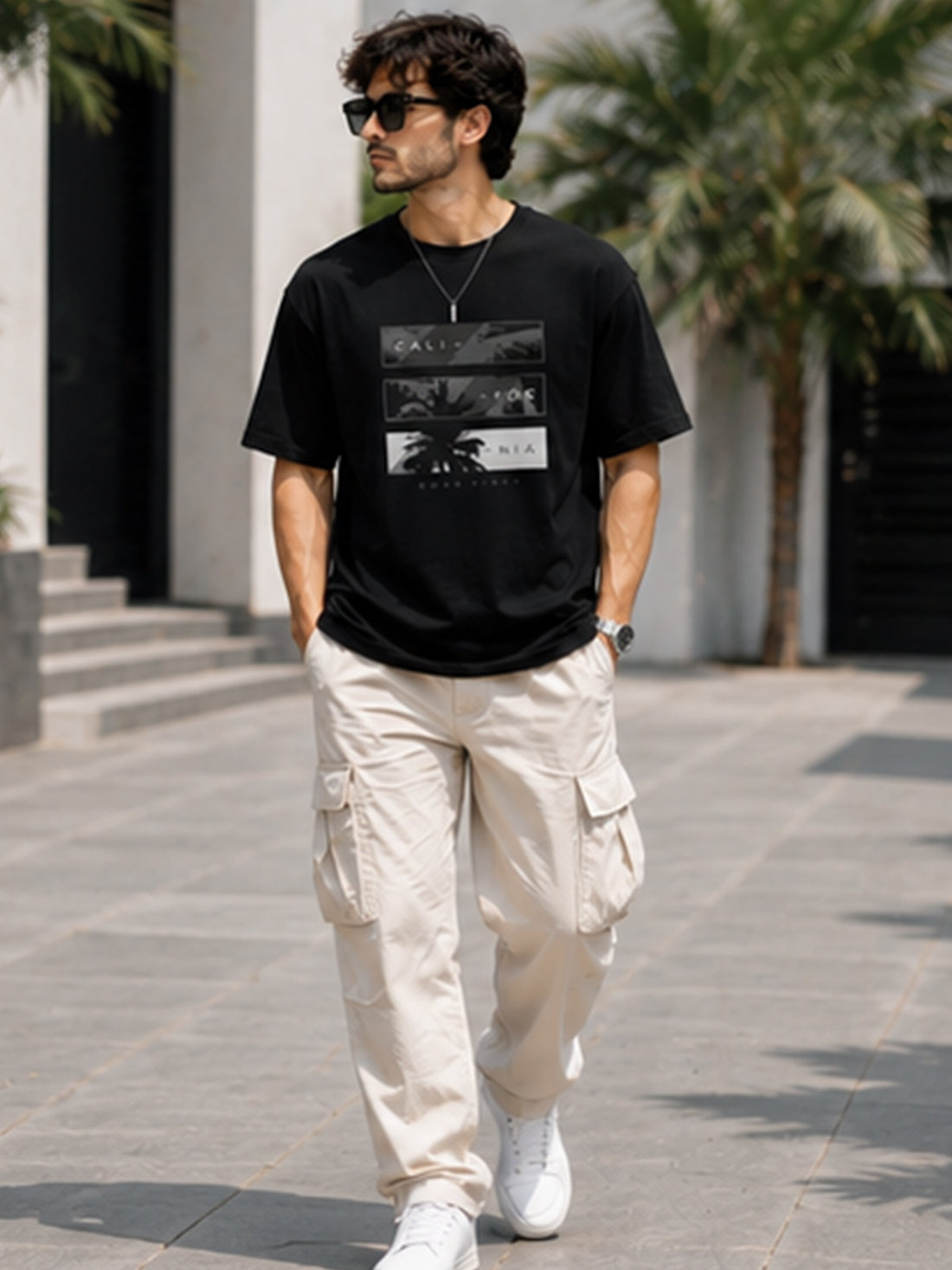 Men's Oversized Drop Shoulder T-Shirt | 100% Cotton Relaxed Fit Round Neck Streetwear Tee
