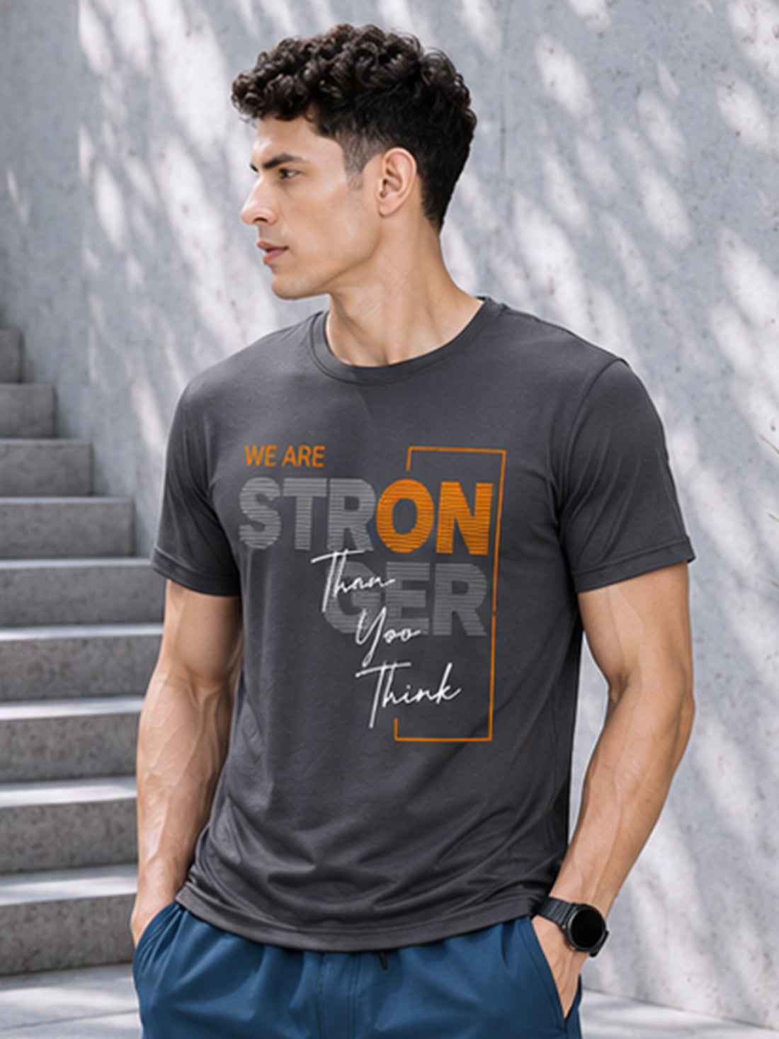 Stronger Than You Think Men's Black Performance T-Shirt | Quick Dry Sportswear | DPASSION
