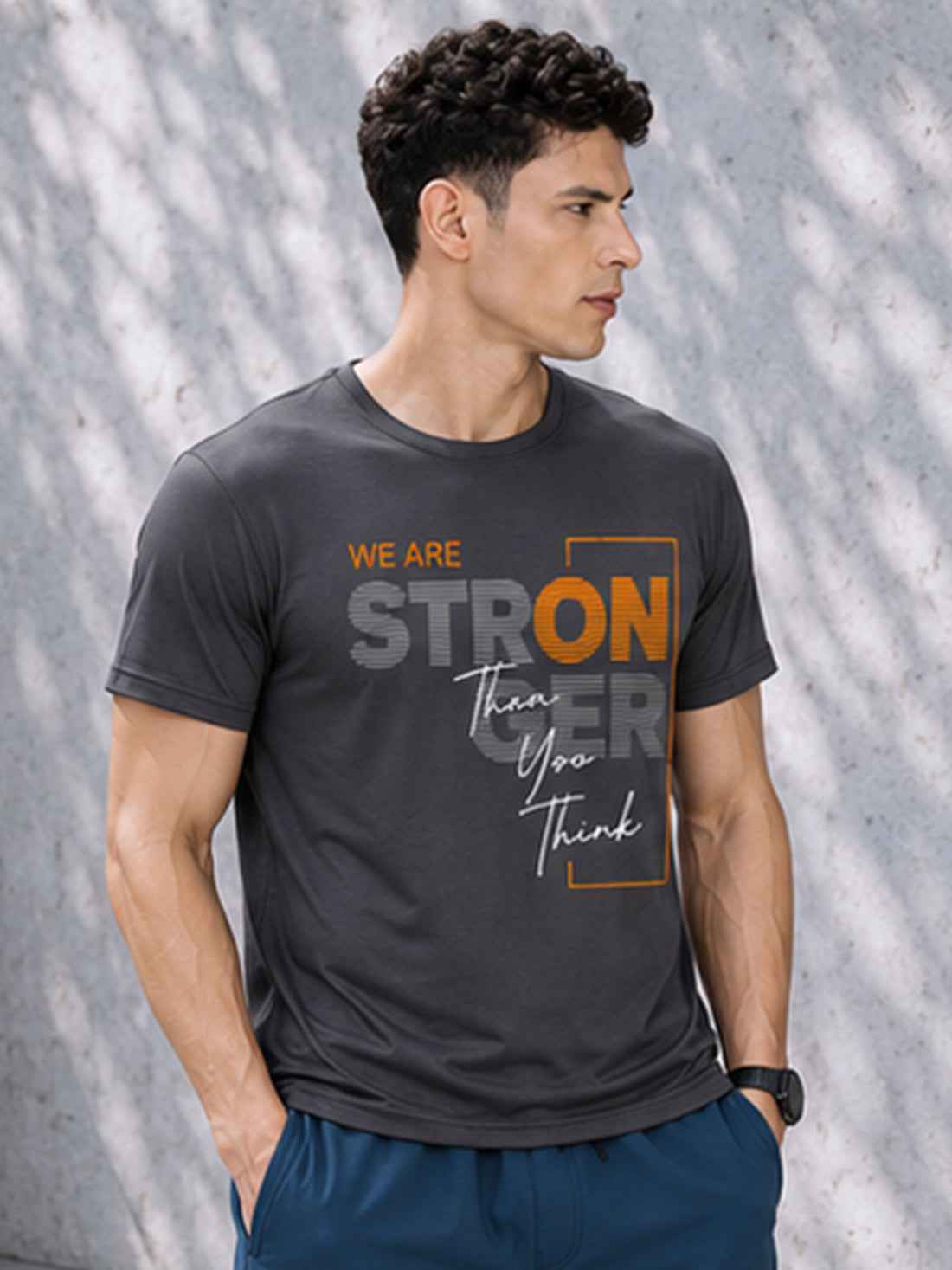 Stronger Than You Think Men's Black Performance T-Shirt | Quick Dry Sportswear | DPASSION