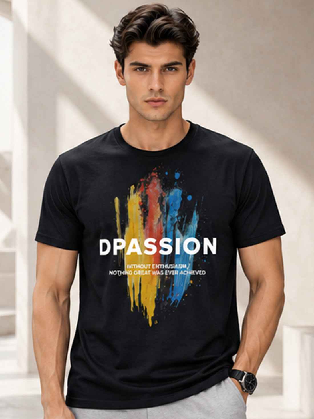 Dpassion Men's Black Graphic Performance T-Shirt | Dry-Fit Sportswear | Wholesale Activewear