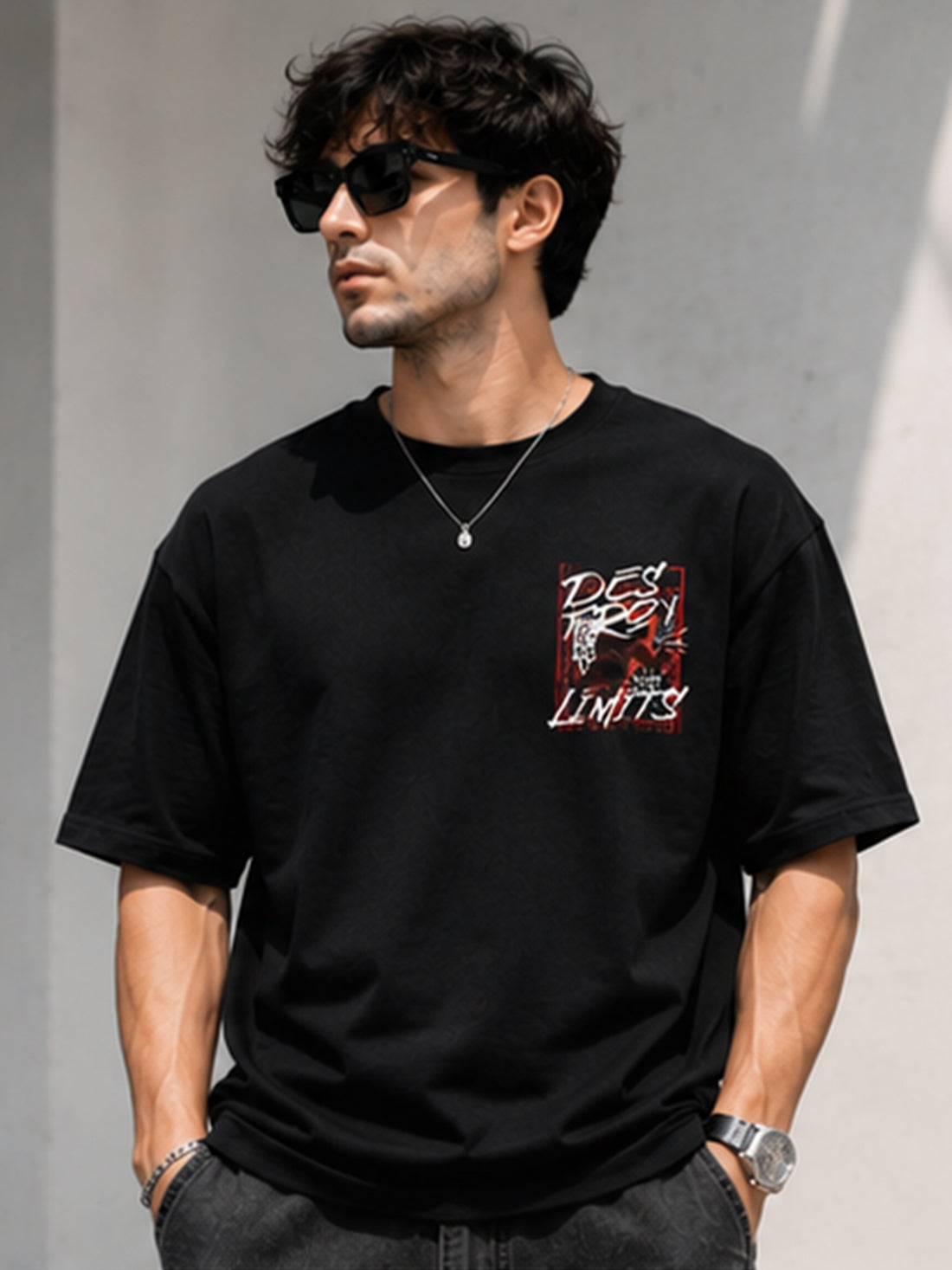 Men's Oversized Drop Shoulder T-Shirt | 100% Cotton Relaxed Fit Round Neck Streetwear Tee