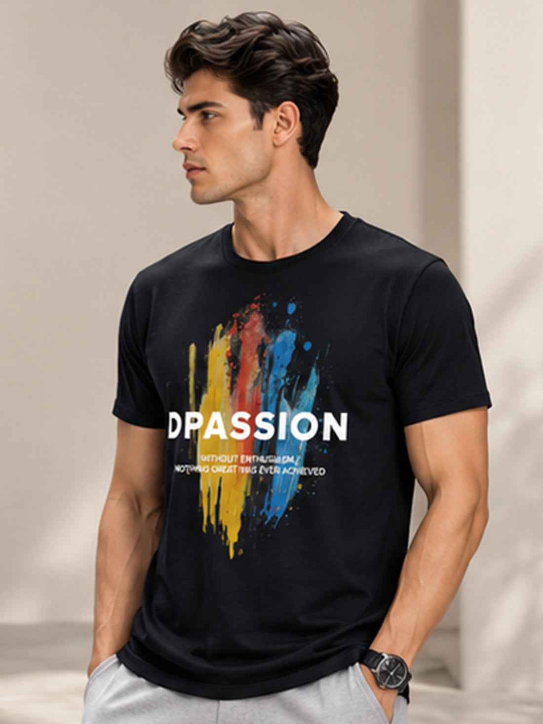 Dpassion Men's Black Graphic Performance T-Shirt | Dry-Fit Sportswear | Wholesale Activewear