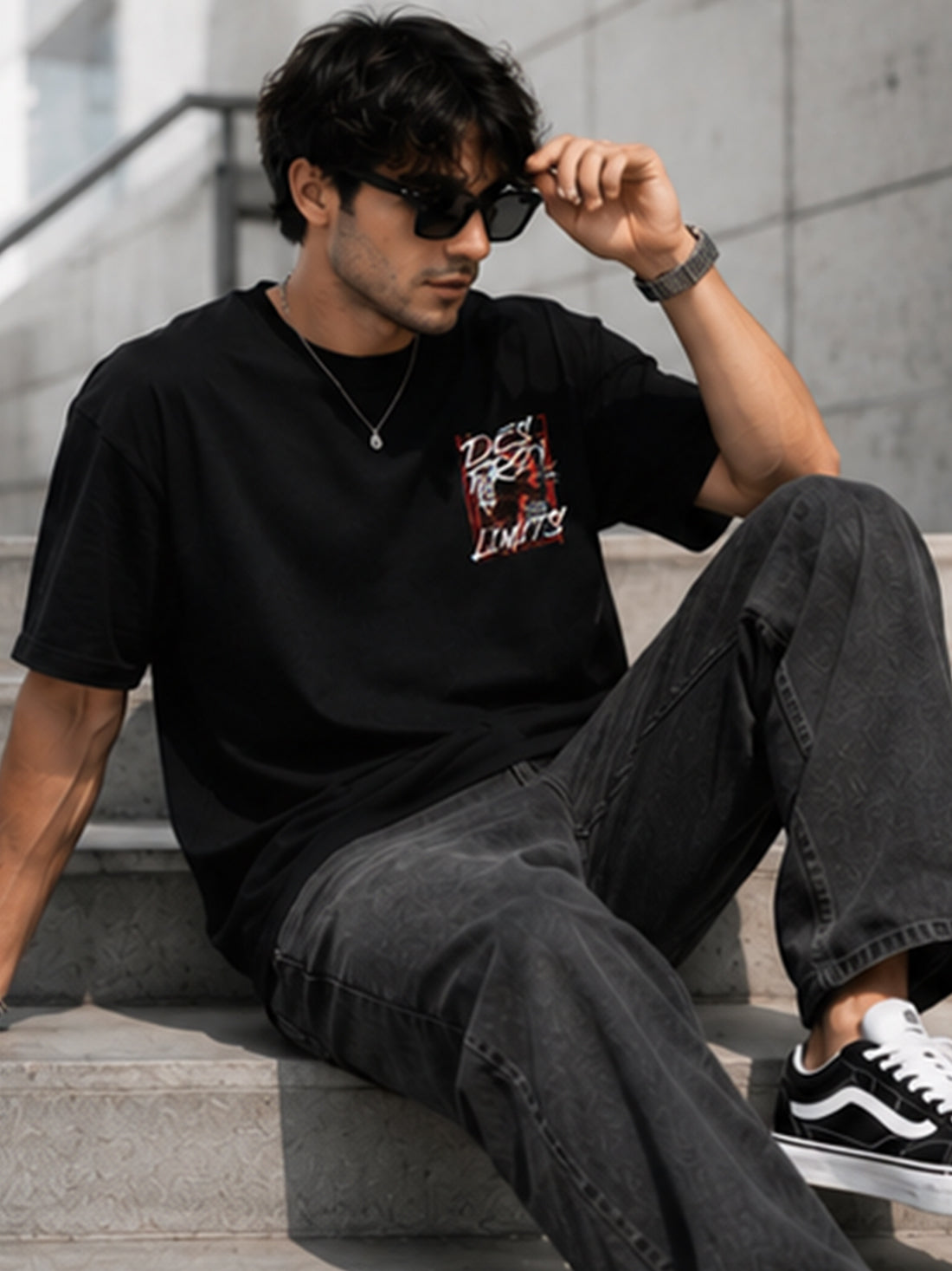 Men's Oversized Drop Shoulder T-Shirt | 100% Cotton Relaxed Fit Round Neck Streetwear Tee