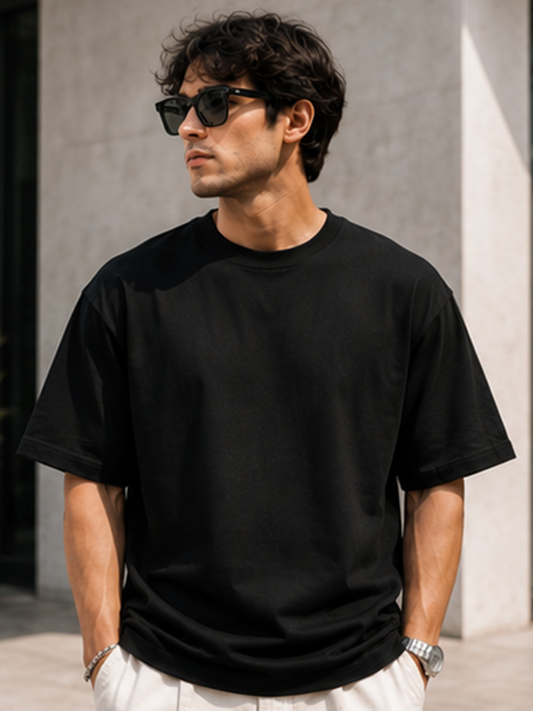 DPASSION California Palm Oversized Graphic T-Shirt for Men | 200 GSM Pure Cotton | Summer Streetwear Back Print Tee