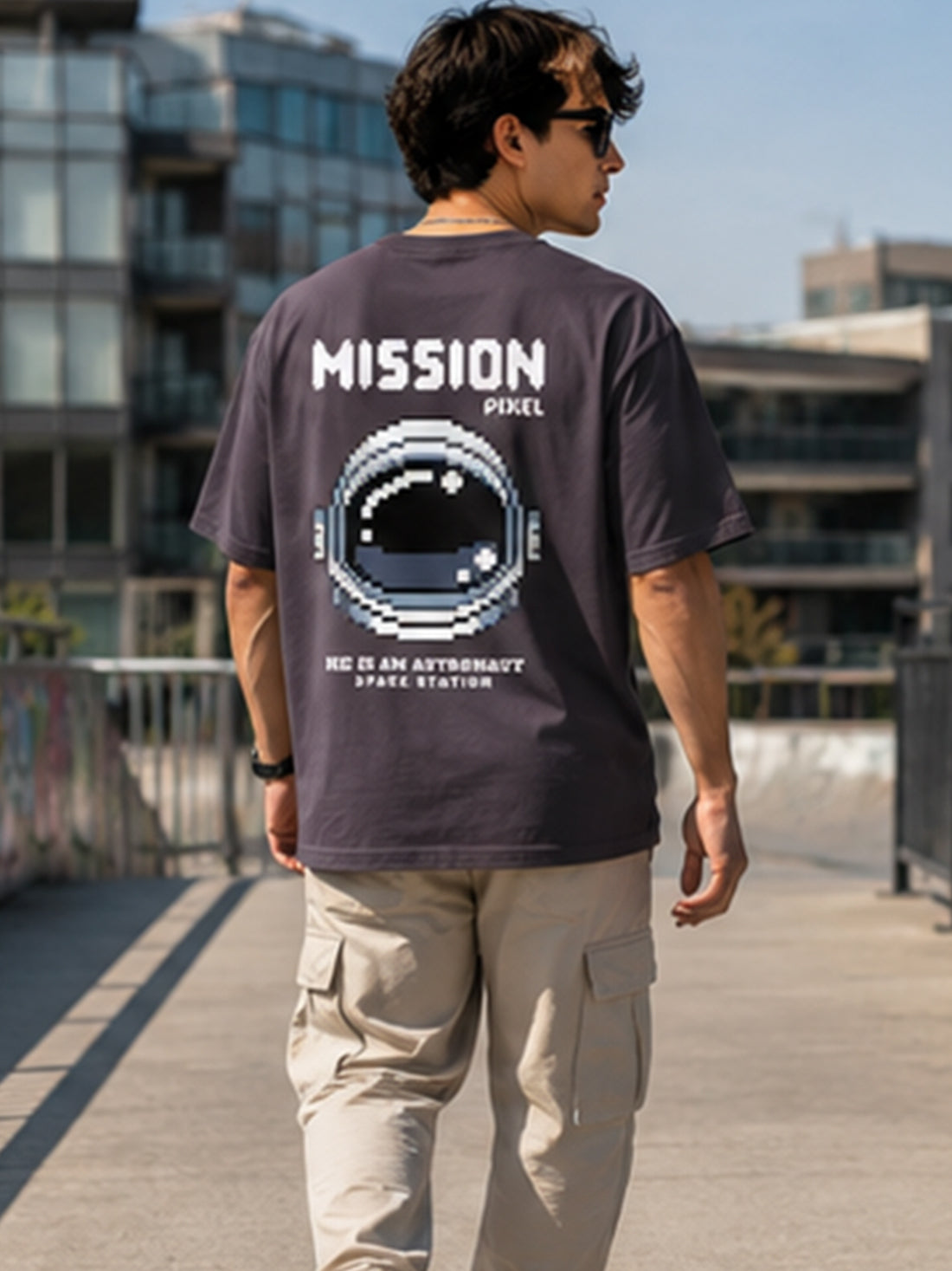 DPASSION California Palm Oversized Graphic T-Shirt for Men | 200 GSM Pure Cotton | Summer Streetwear Back Print Tee
