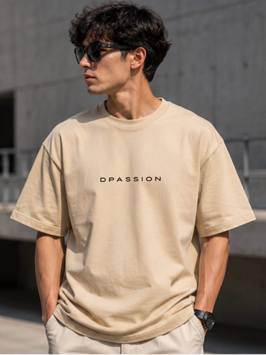 DPASSION California Palm Oversized Graphic T-Shirt for Men | 200 GSM Pure Cotton | Summer Streetwear Back Print Tee