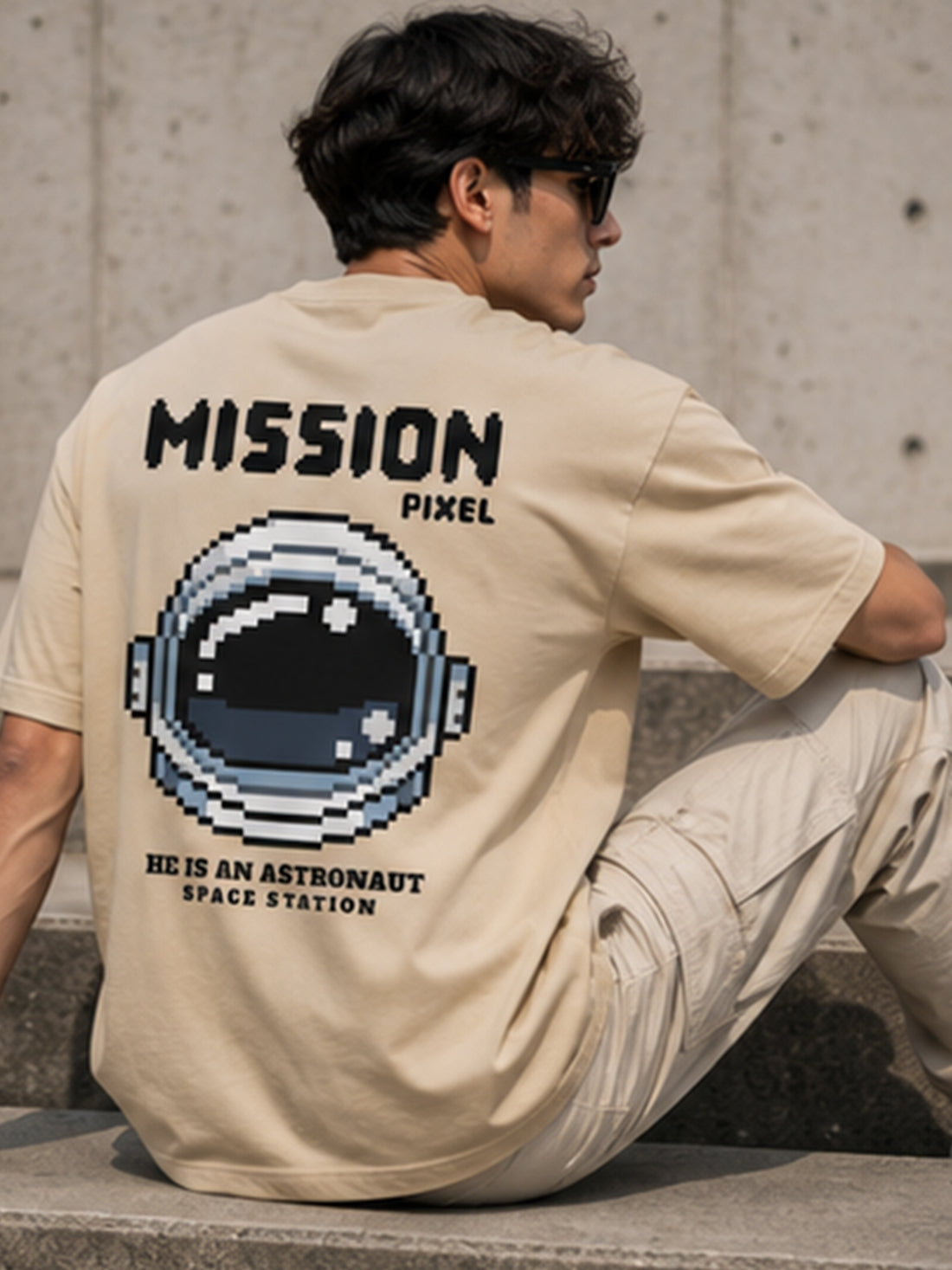 DPASSION California Palm Oversized Graphic T-Shirt for Men | 200 GSM Pure Cotton | Summer Streetwear Back Print Tee