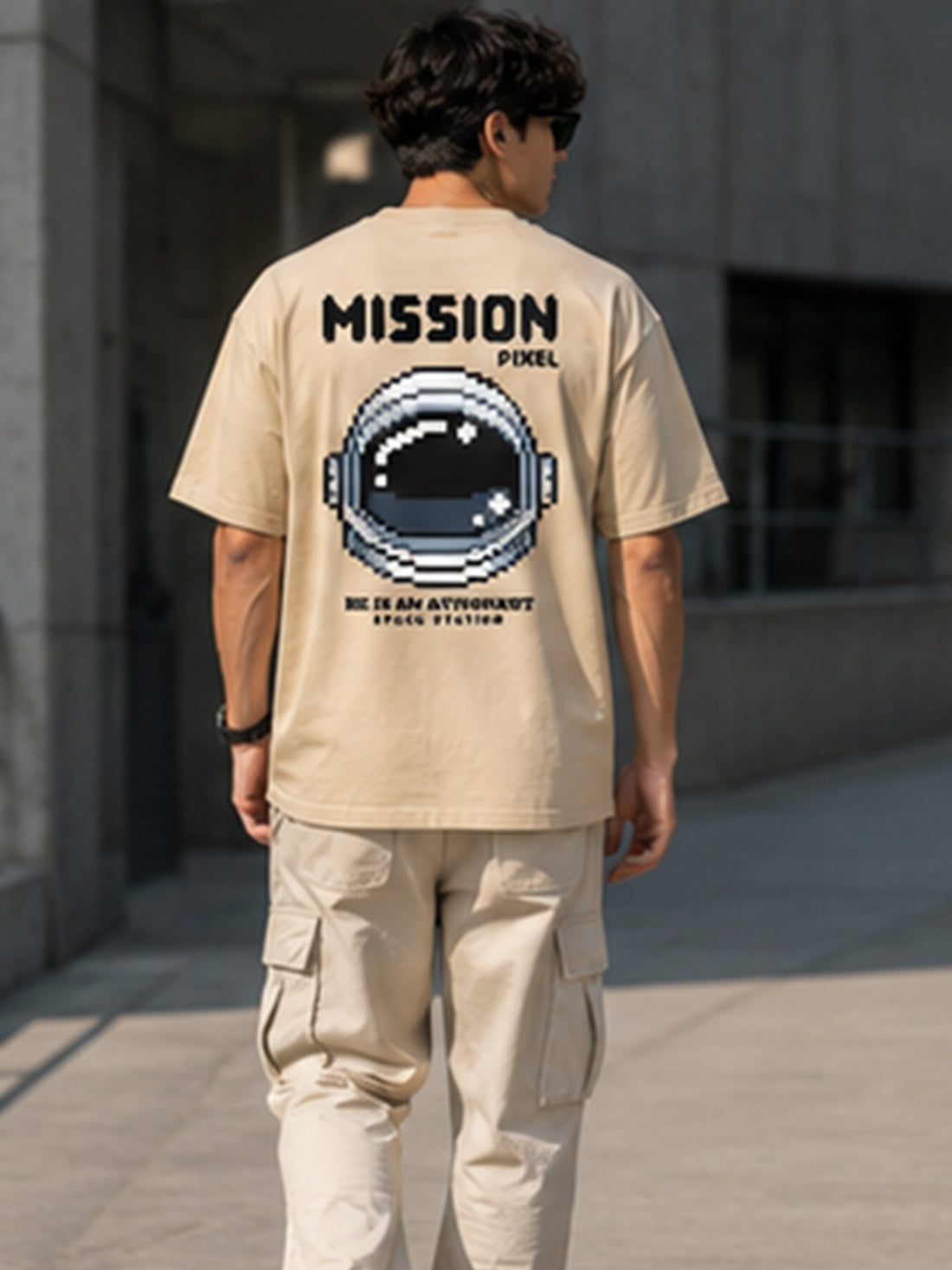 DPASSION California Palm Oversized Graphic T-Shirt for Men | 200 GSM Pure Cotton | Summer Streetwear Back Print Tee