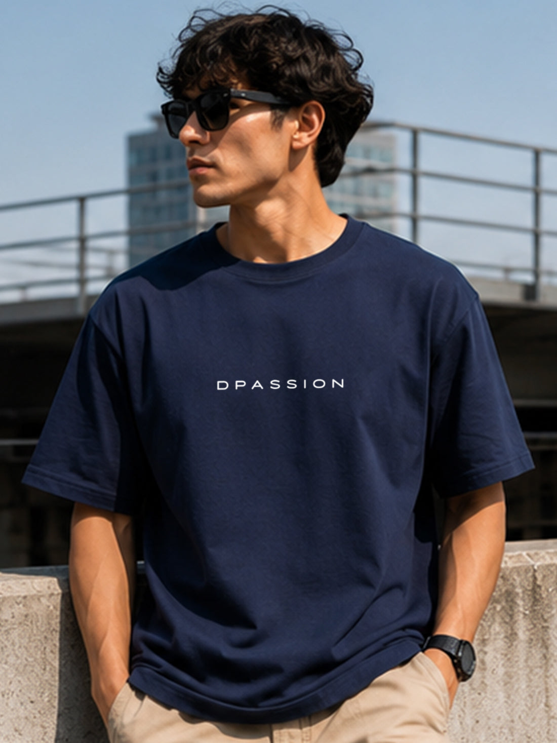 DPASSION California Palm Oversized Graphic T-Shirt for Men | 200 GSM Pure Cotton | Summer Streetwear Back Print Tee