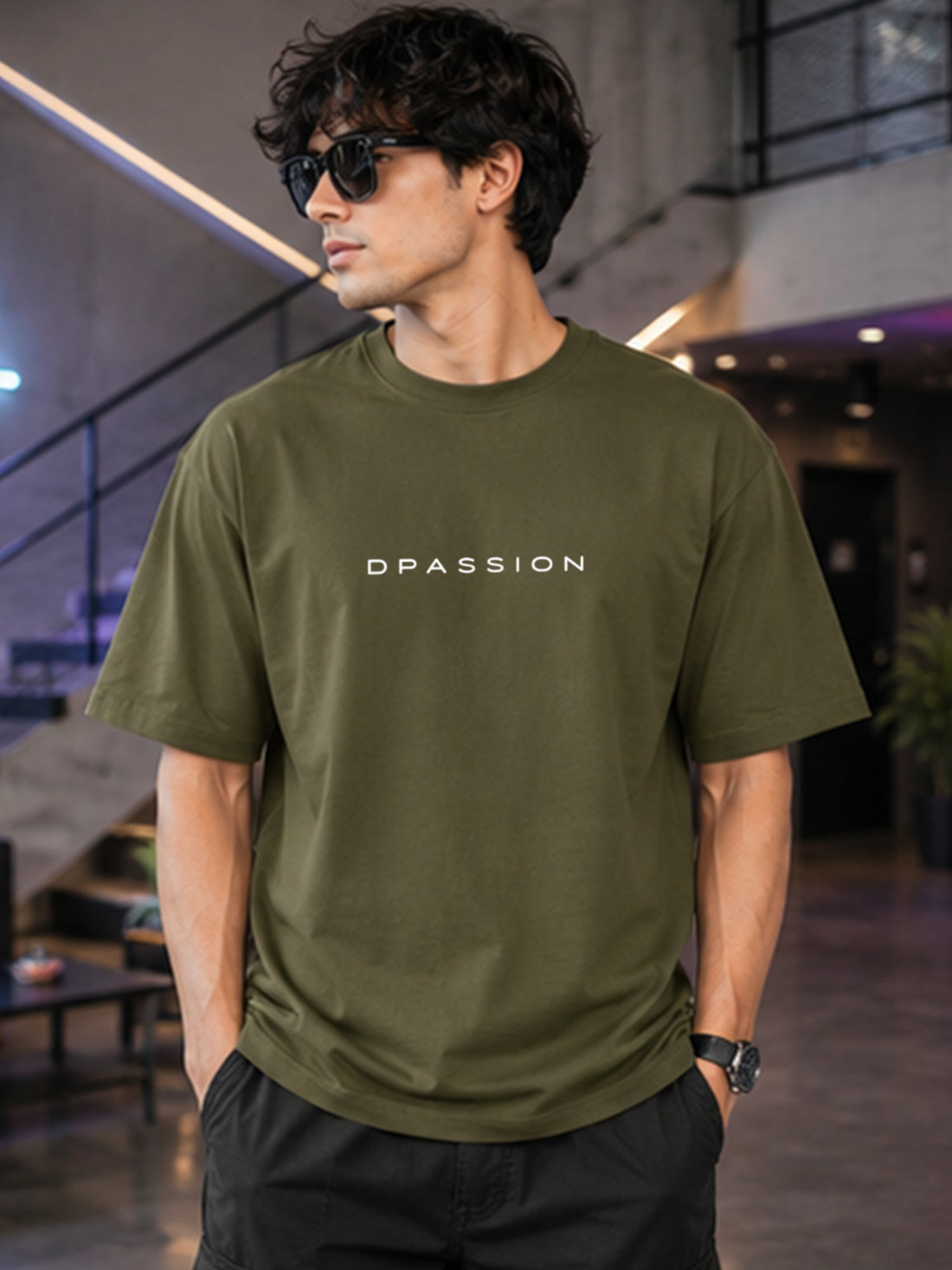 DPASSION California Palm Oversized Graphic T-Shirt for Men | 200 GSM Pure Cotton | Summer Streetwear Back Print Tee