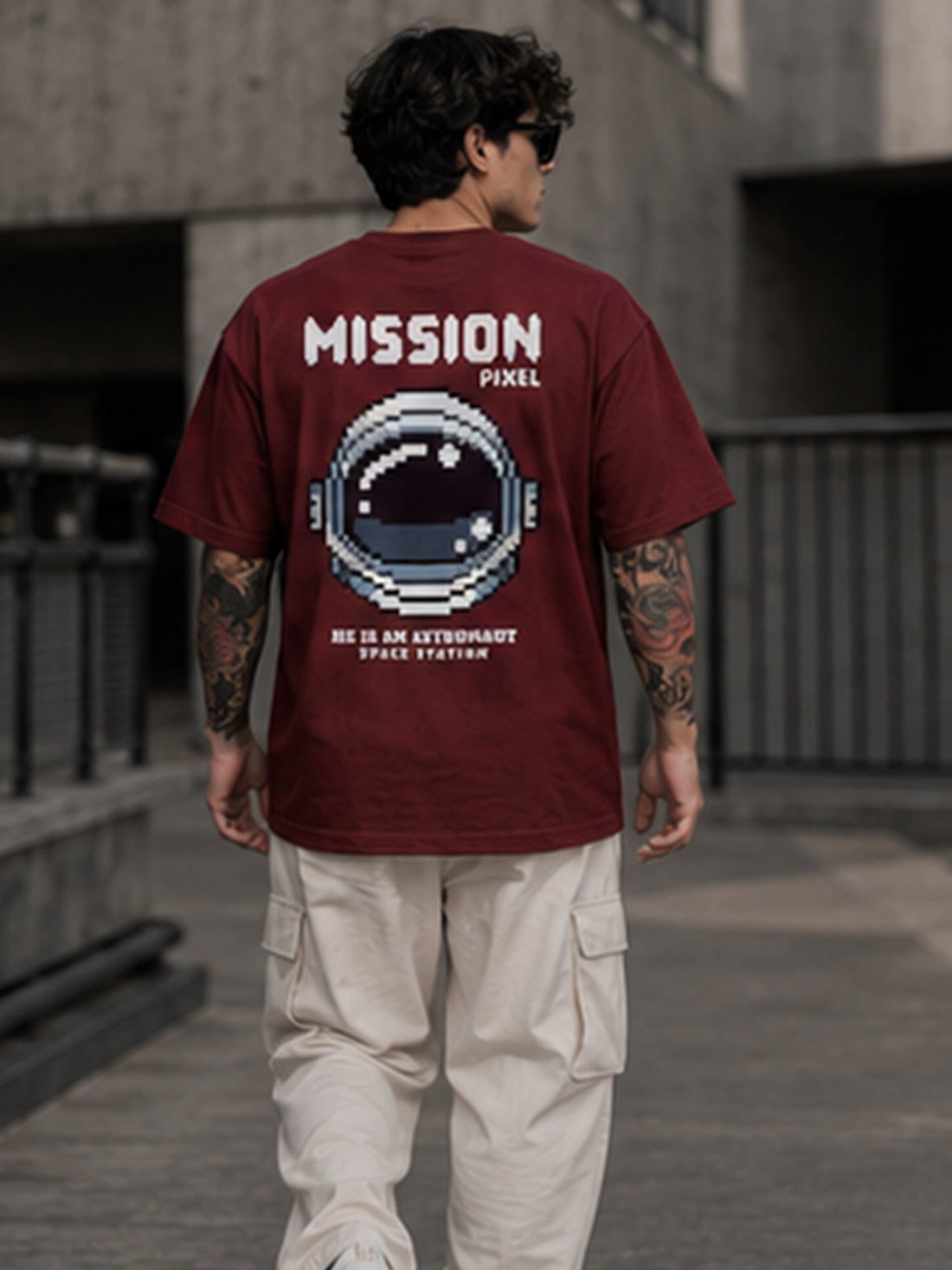 DPASSION California Palm Oversized Graphic T-Shirt for Men | 200 GSM Pure Cotton | Summer Streetwear Back Print Tee