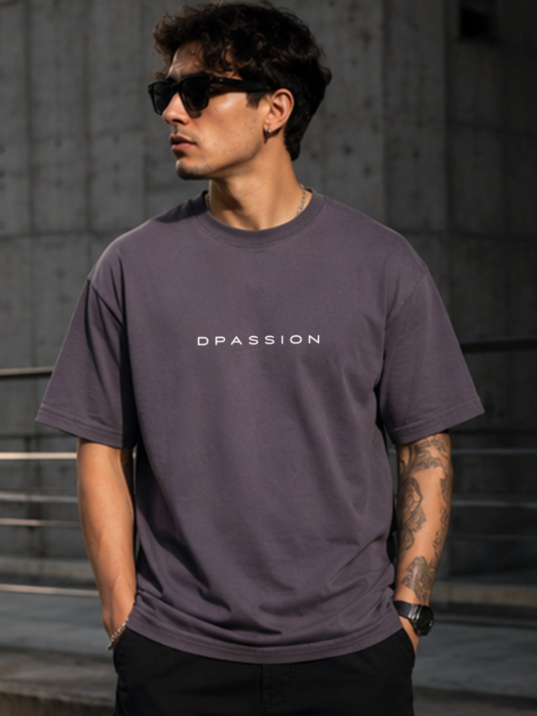 DPASSION California Palm Oversized Graphic T-Shirt for Men | 200 GSM Pure Cotton | Summer Streetwear Back Print Tee