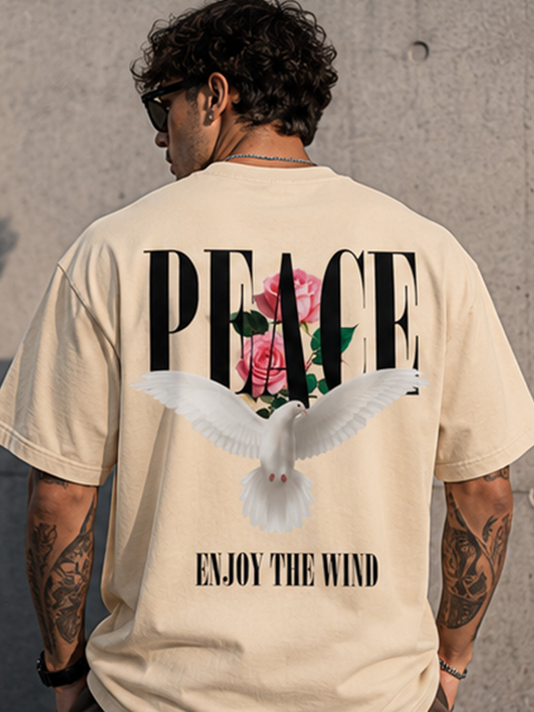 DPASSION California Palm Oversized Graphic T-Shirt for Men | 200 GSM Pure Cotton | Summer Streetwear Back Print Tee