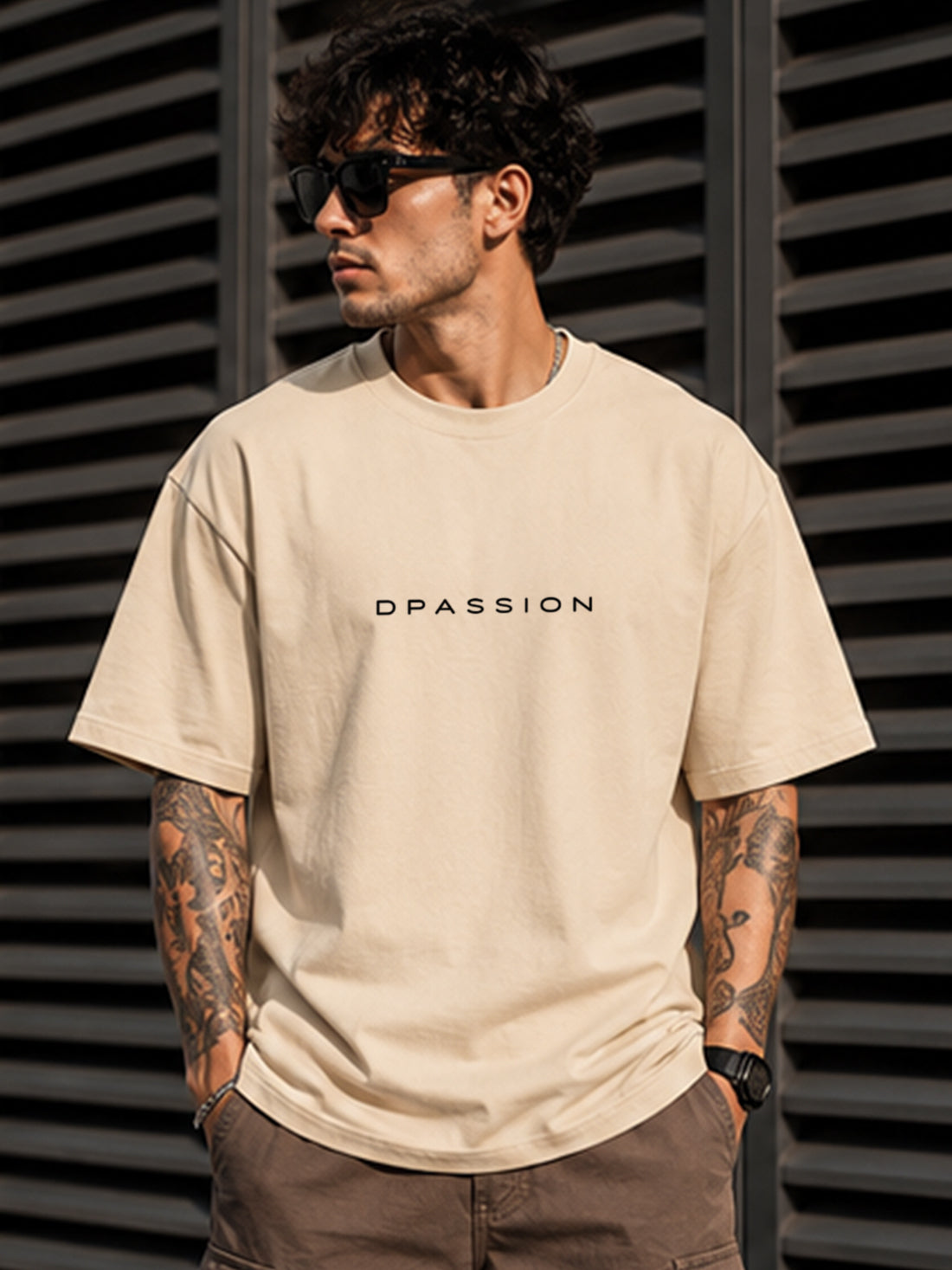 DPASSION California Palm Oversized Graphic T-Shirt for Men | 200 GSM Pure Cotton | Summer Streetwear Back Print Tee